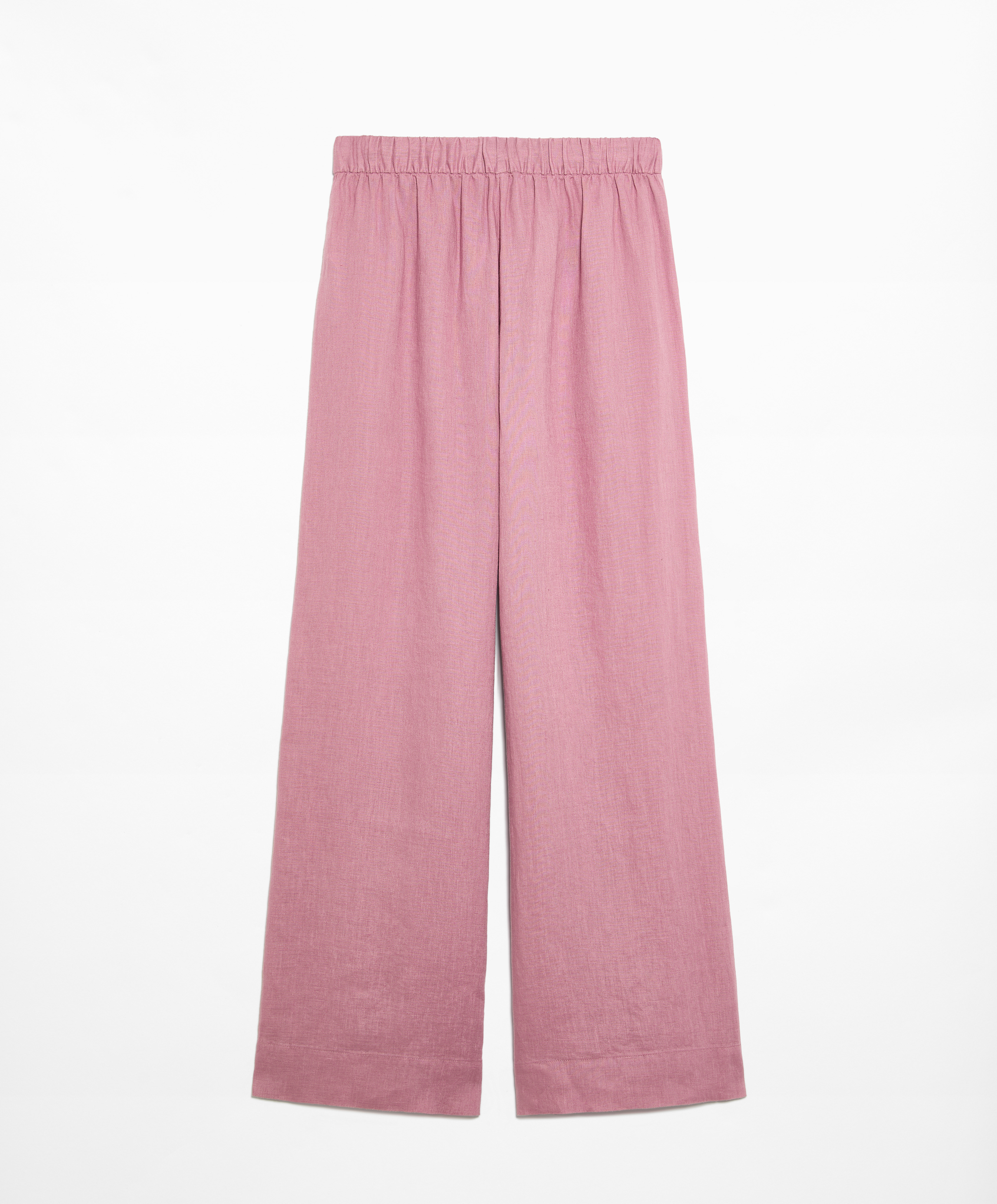 100% linen wide straight-leg trousers