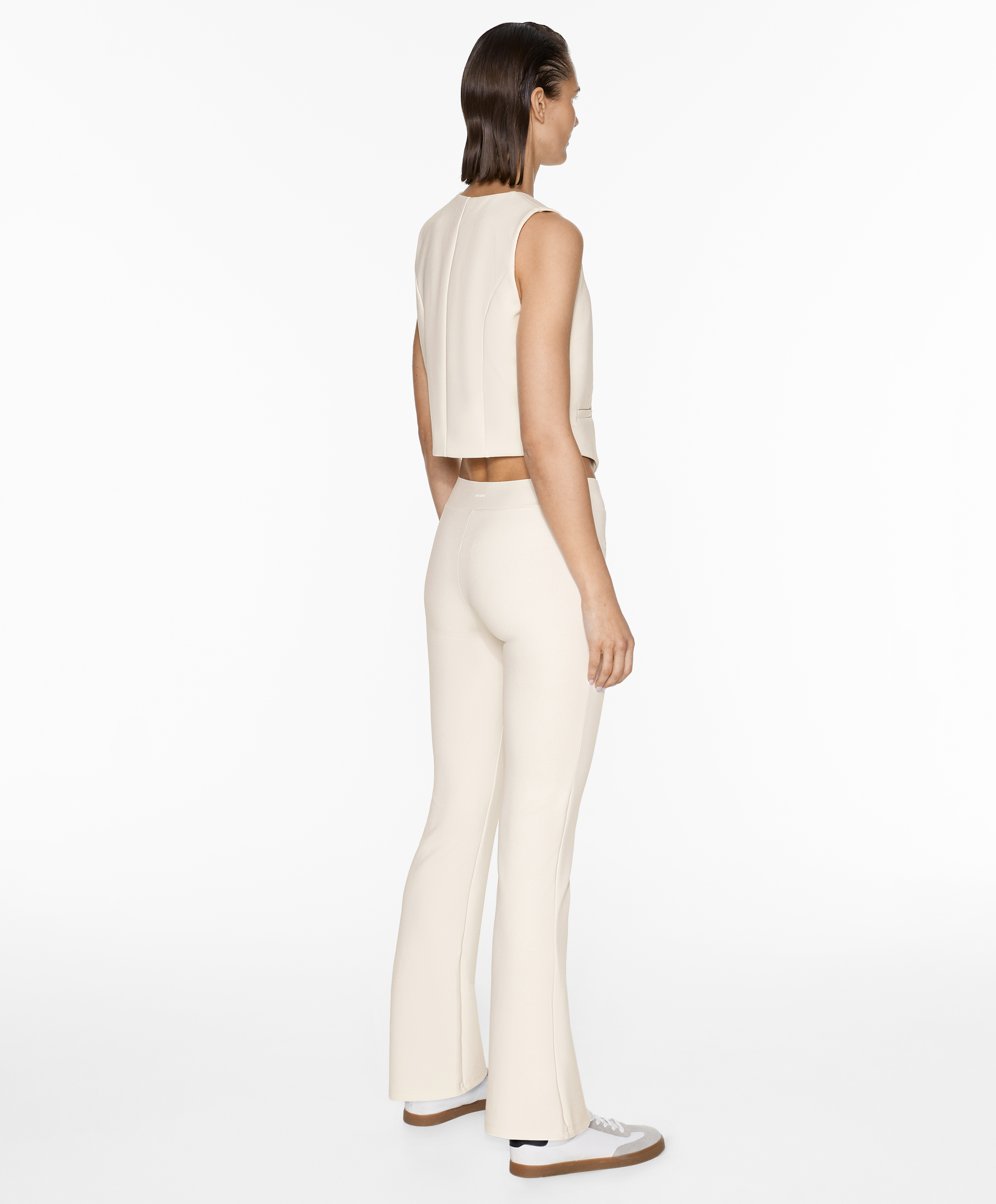 Neoprene-effect low-rise flare trousers