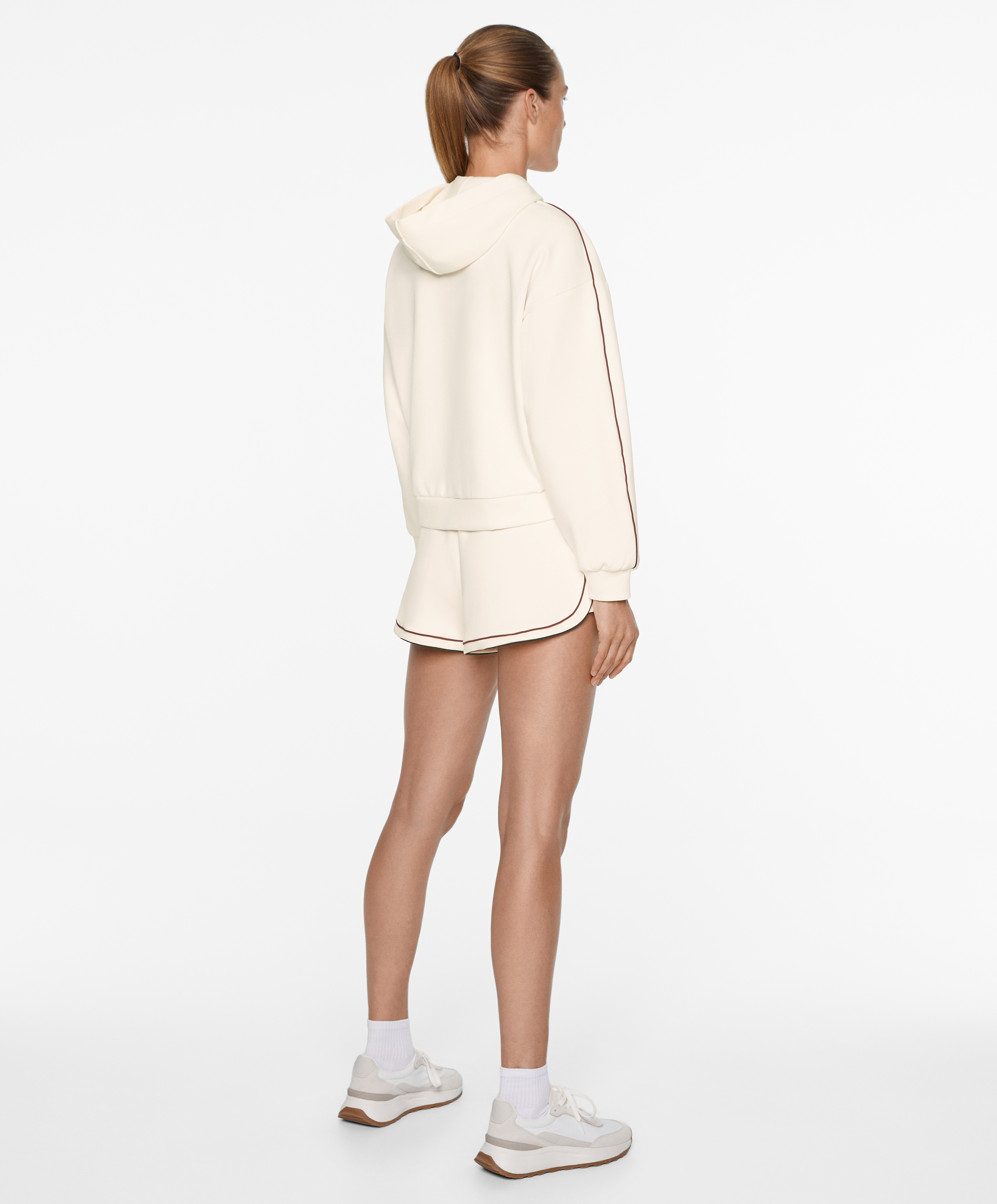 Cotton blend pique jacket with piping