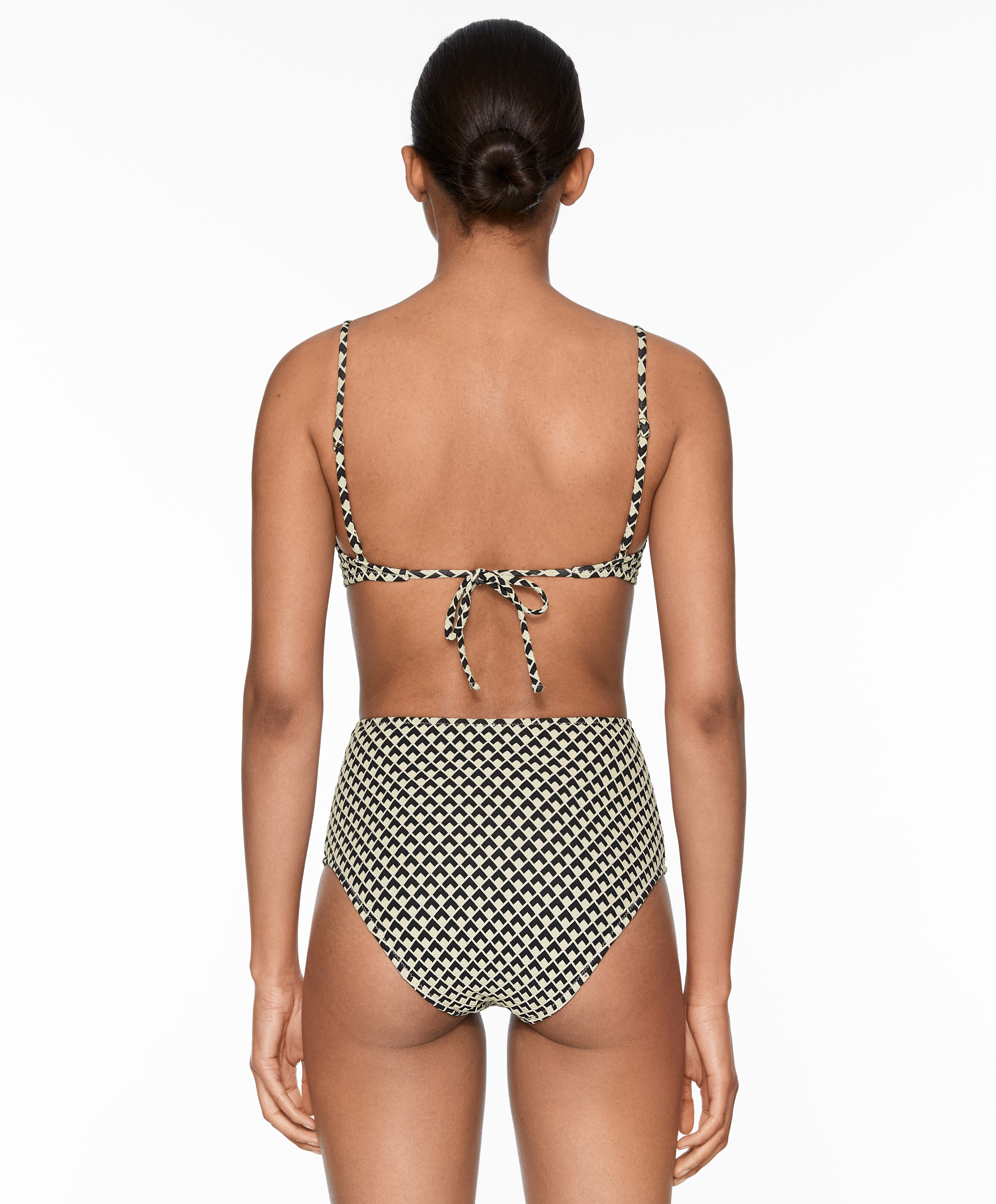 Geometric jacquard high-rise bikini briefs