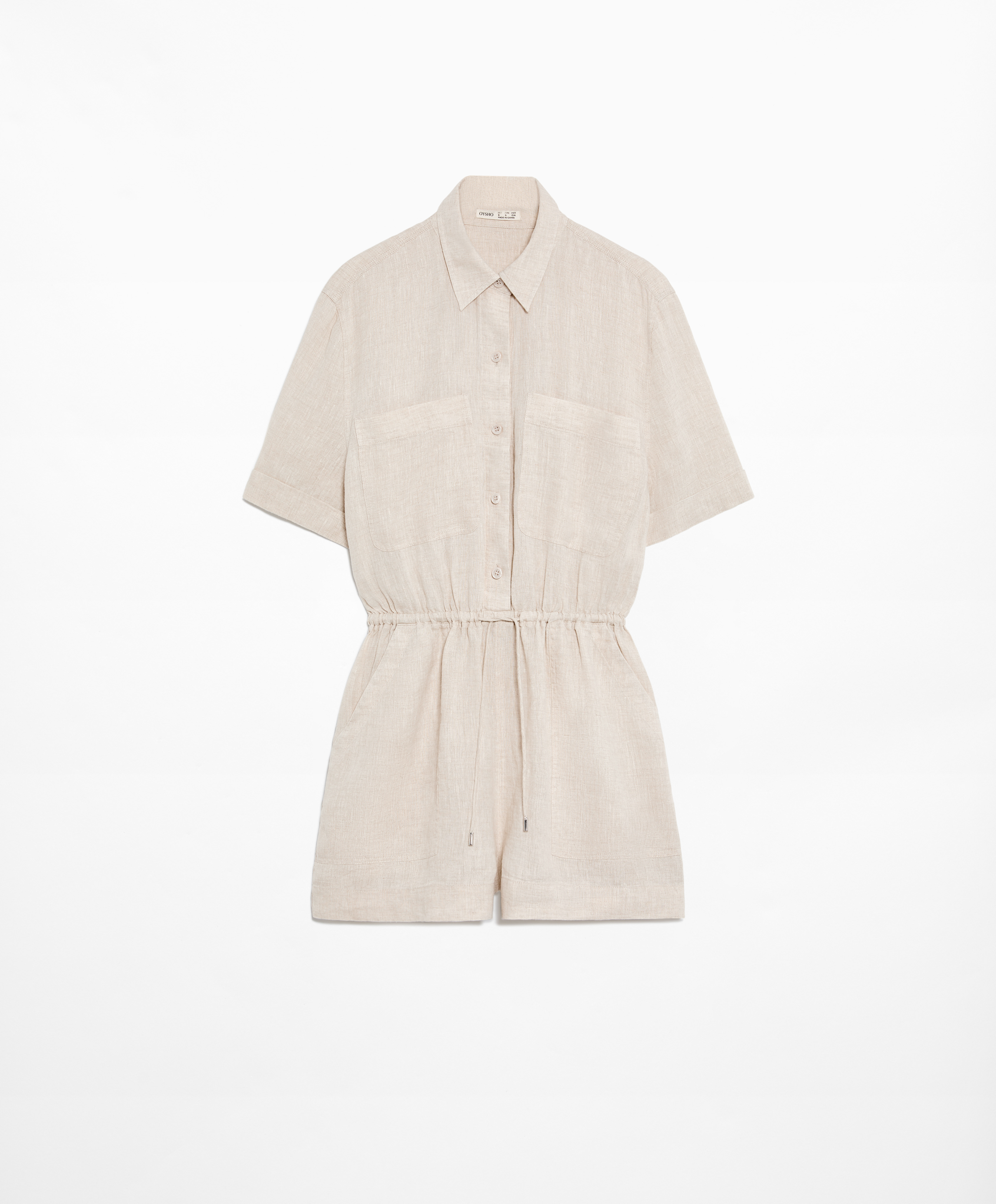 Short 100% linen jumpsuit with pockets