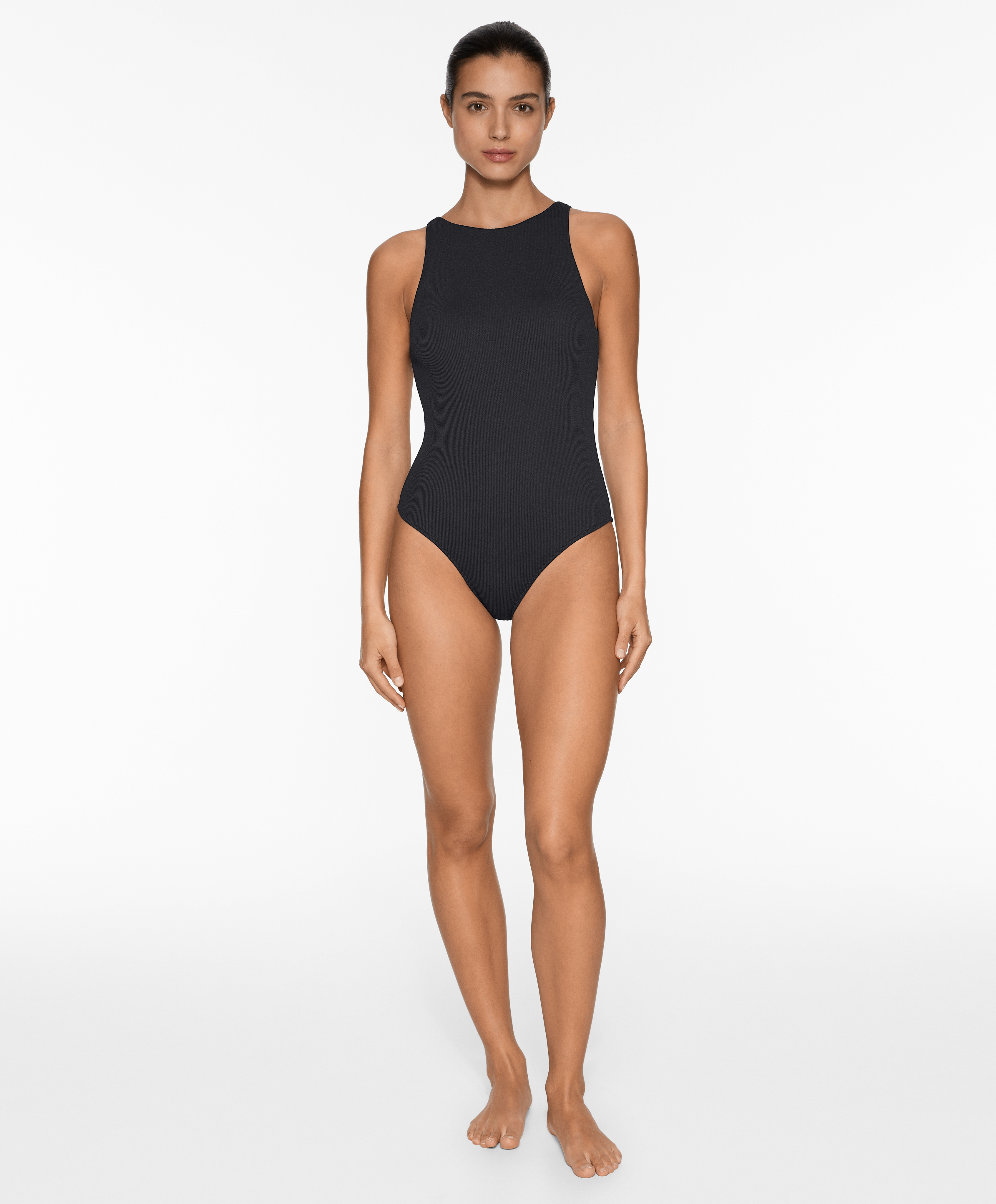 Rib halter swimsuit
