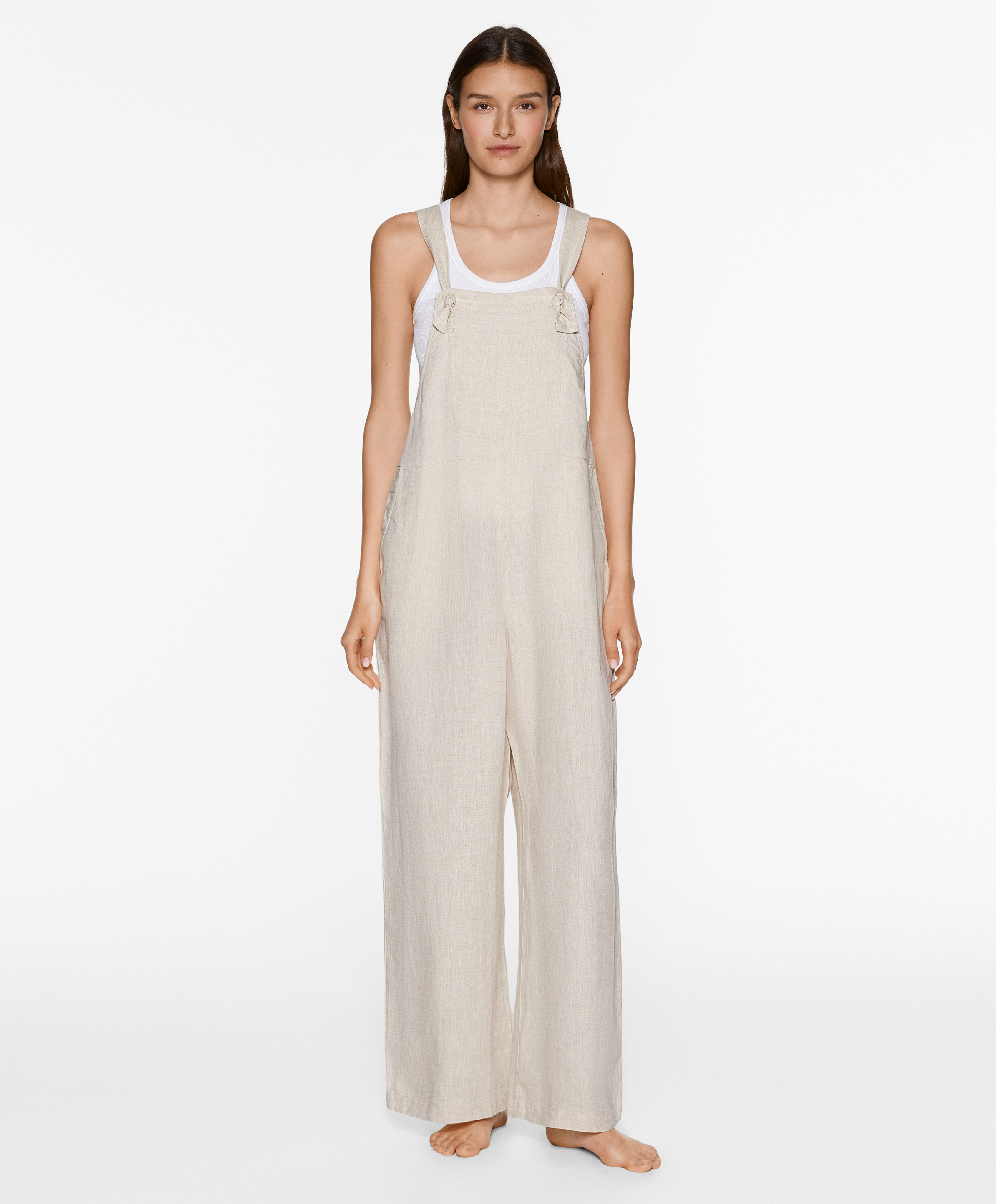 100% linen strappy jumpsuit