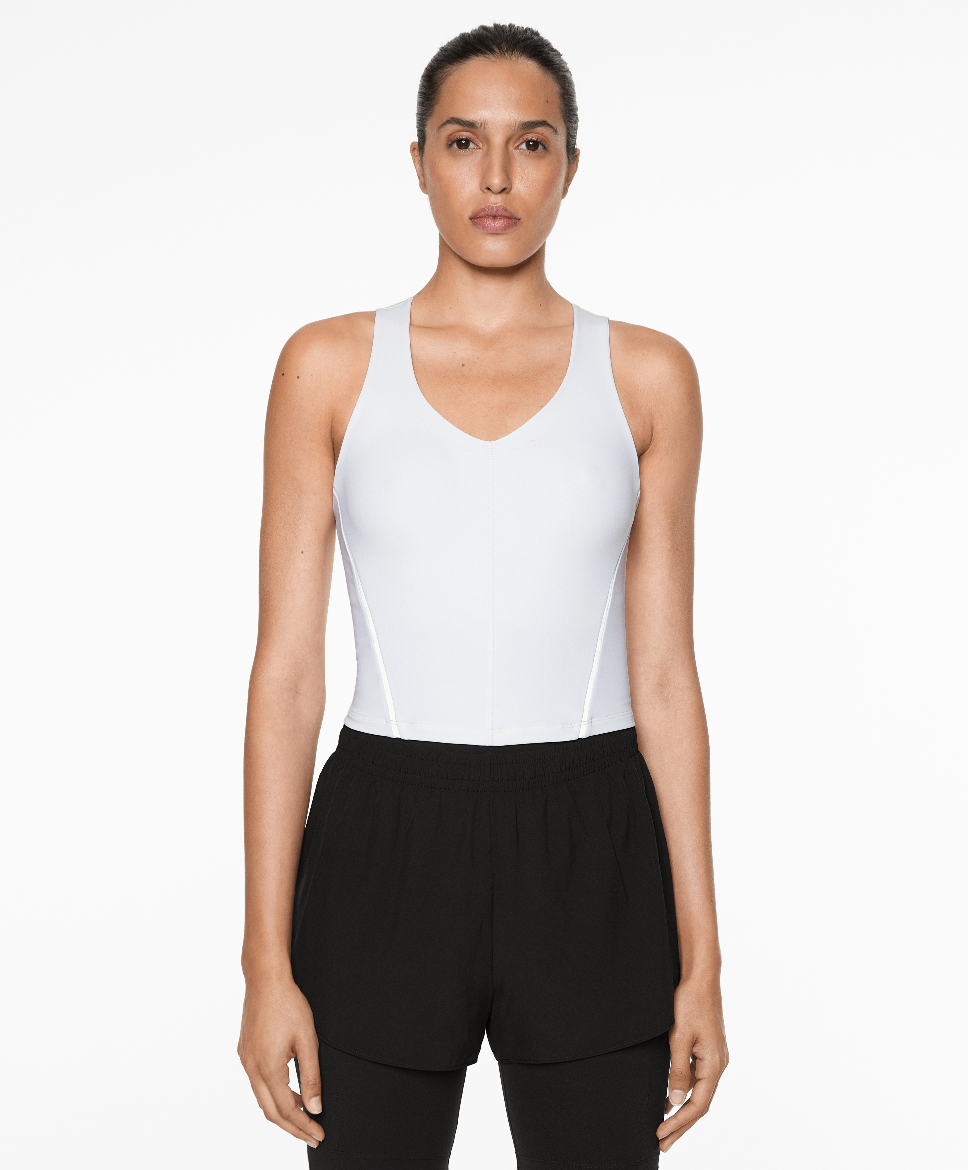 Reflective strap compressive tank top