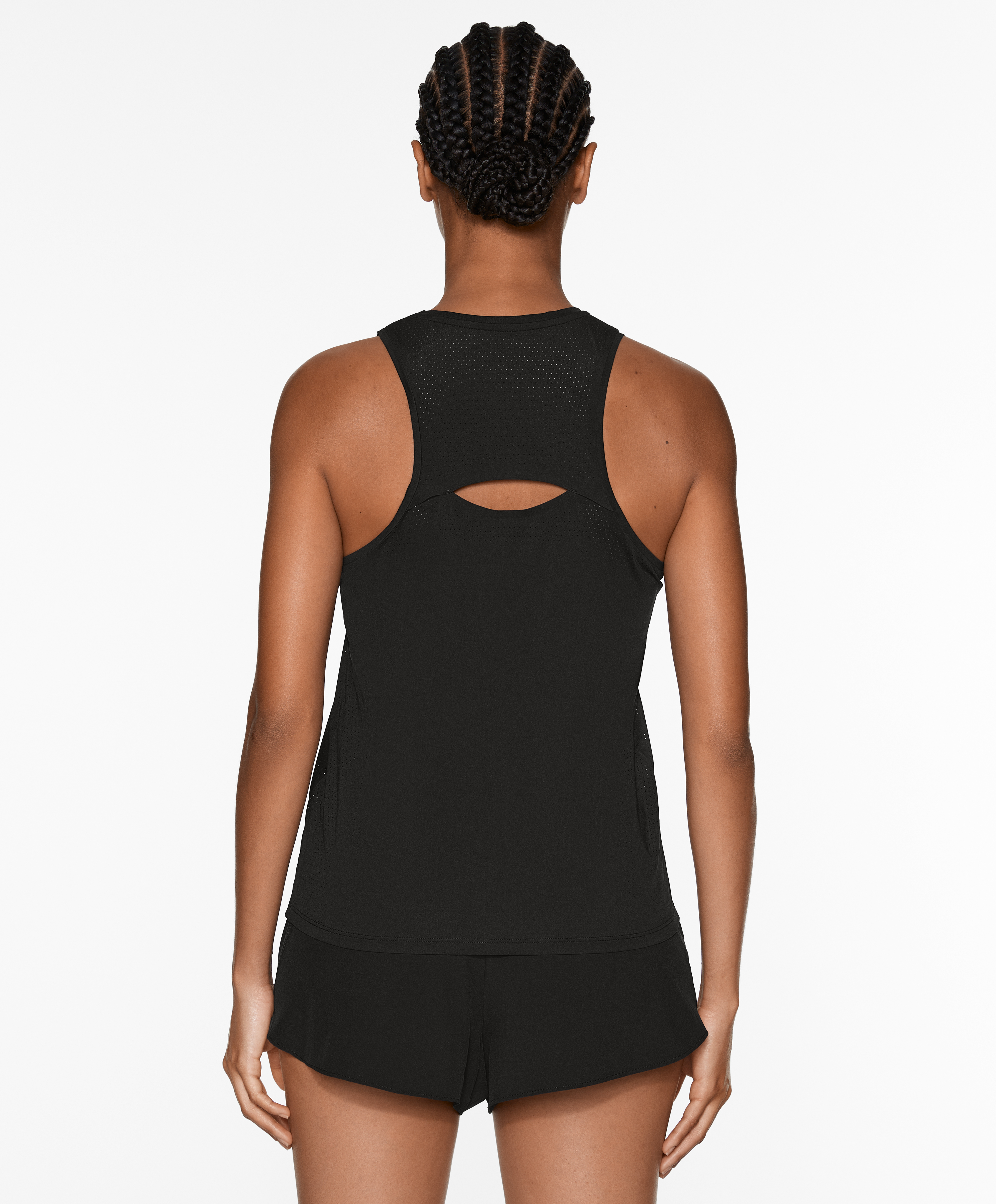 Sleeveless technical T-shirt with open back