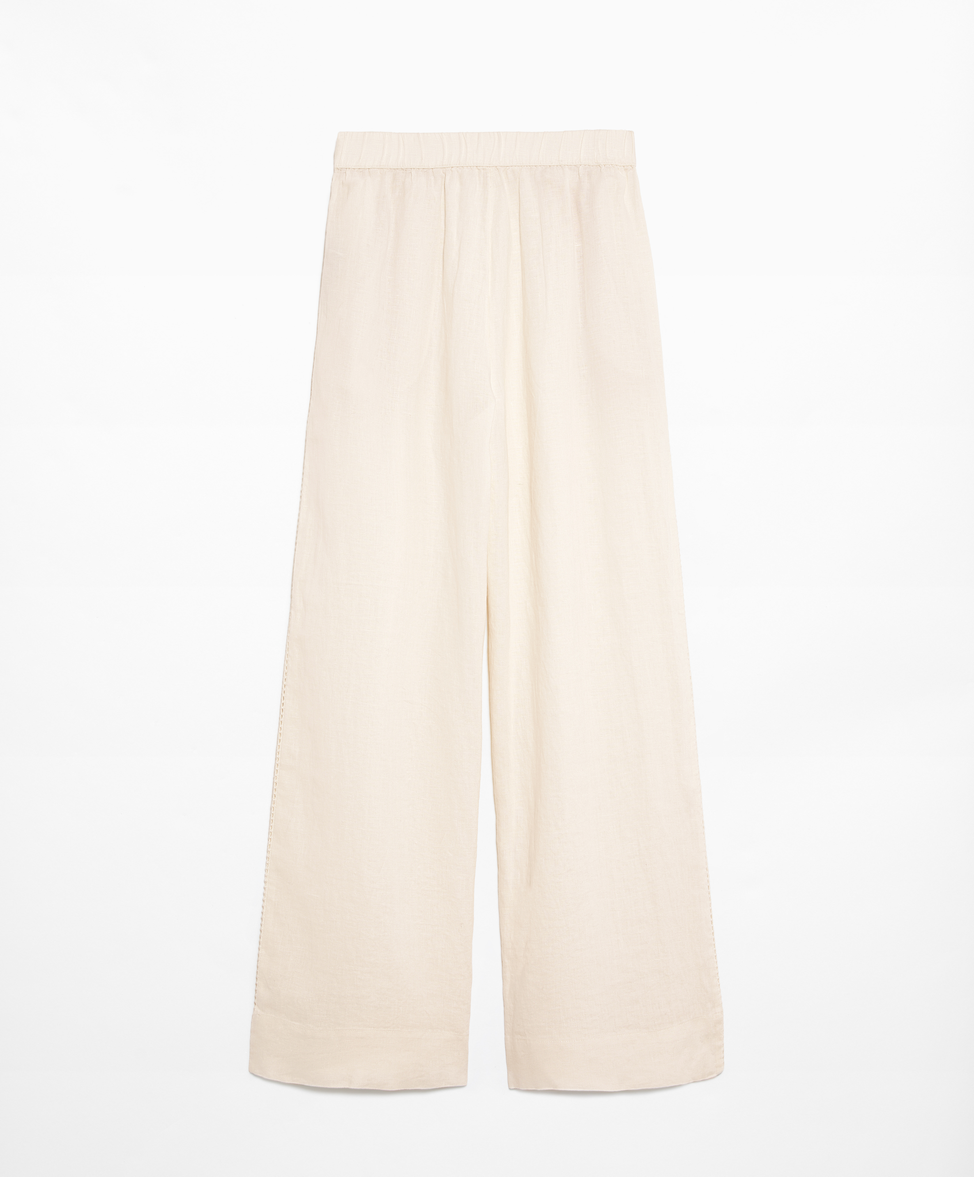 100% linen embroidered trousers