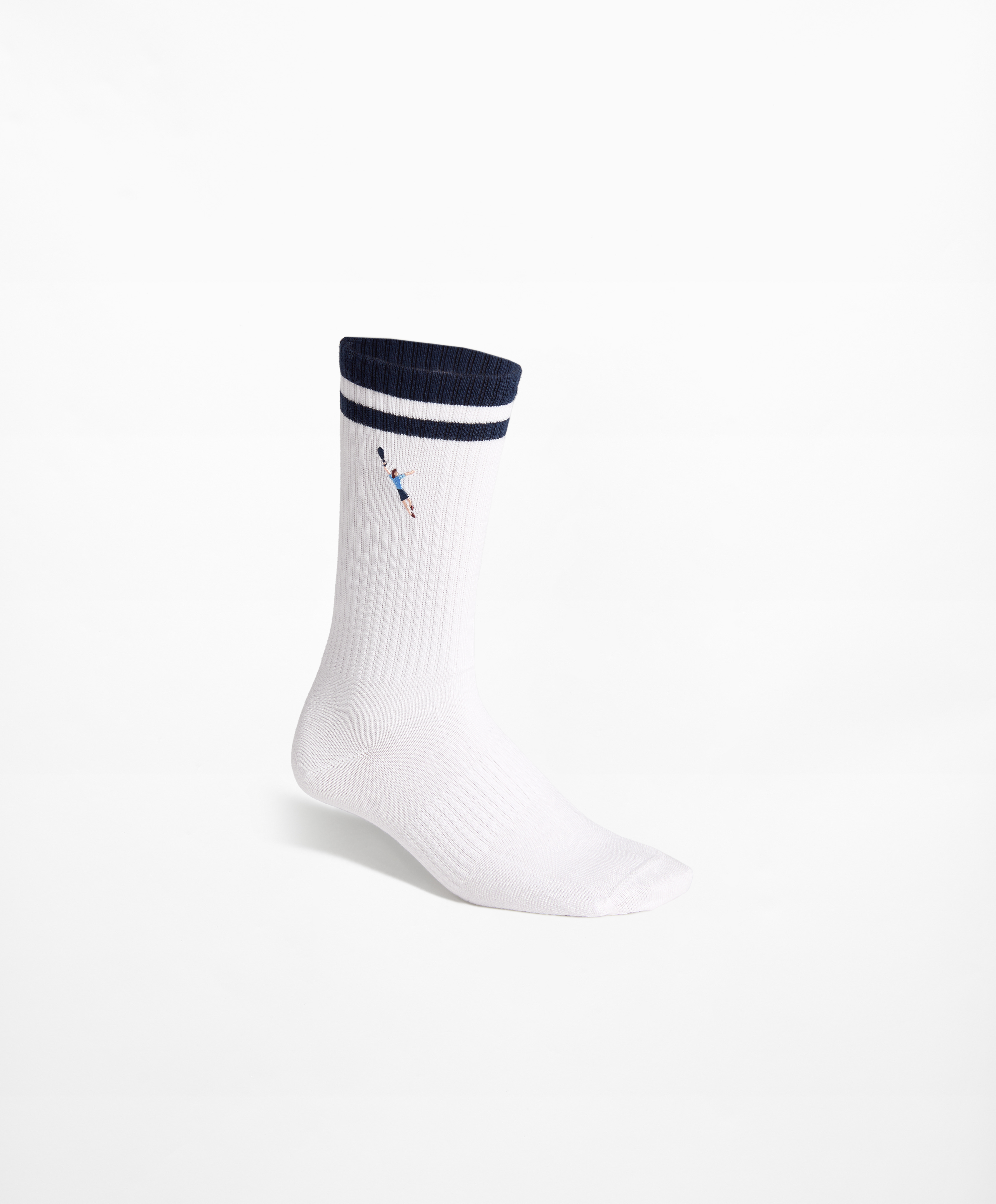 Stripe tennis player classic sports socks in a rib cotton blend