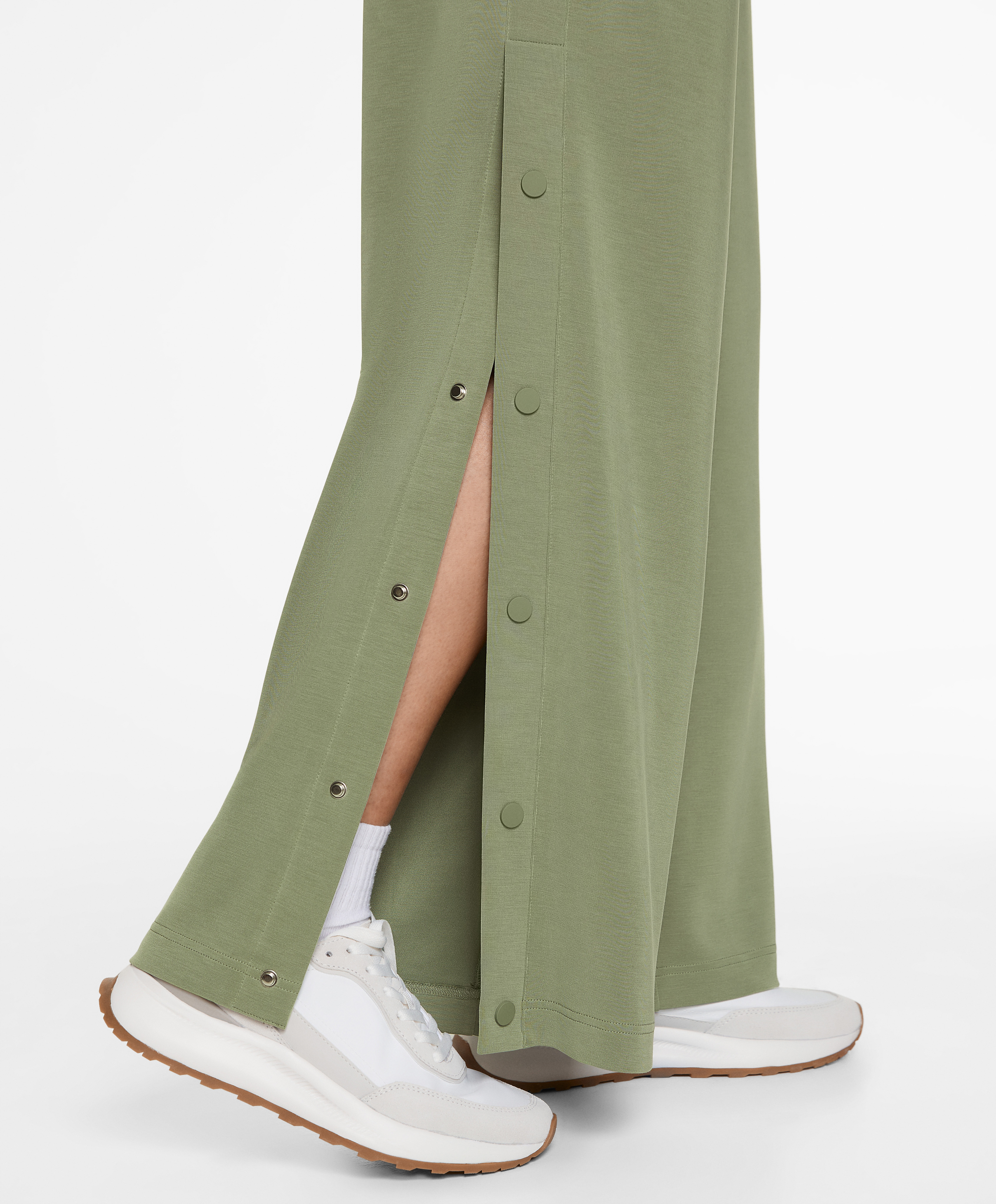 Soft-touch wide, straight-leg trousers with modal and buttons