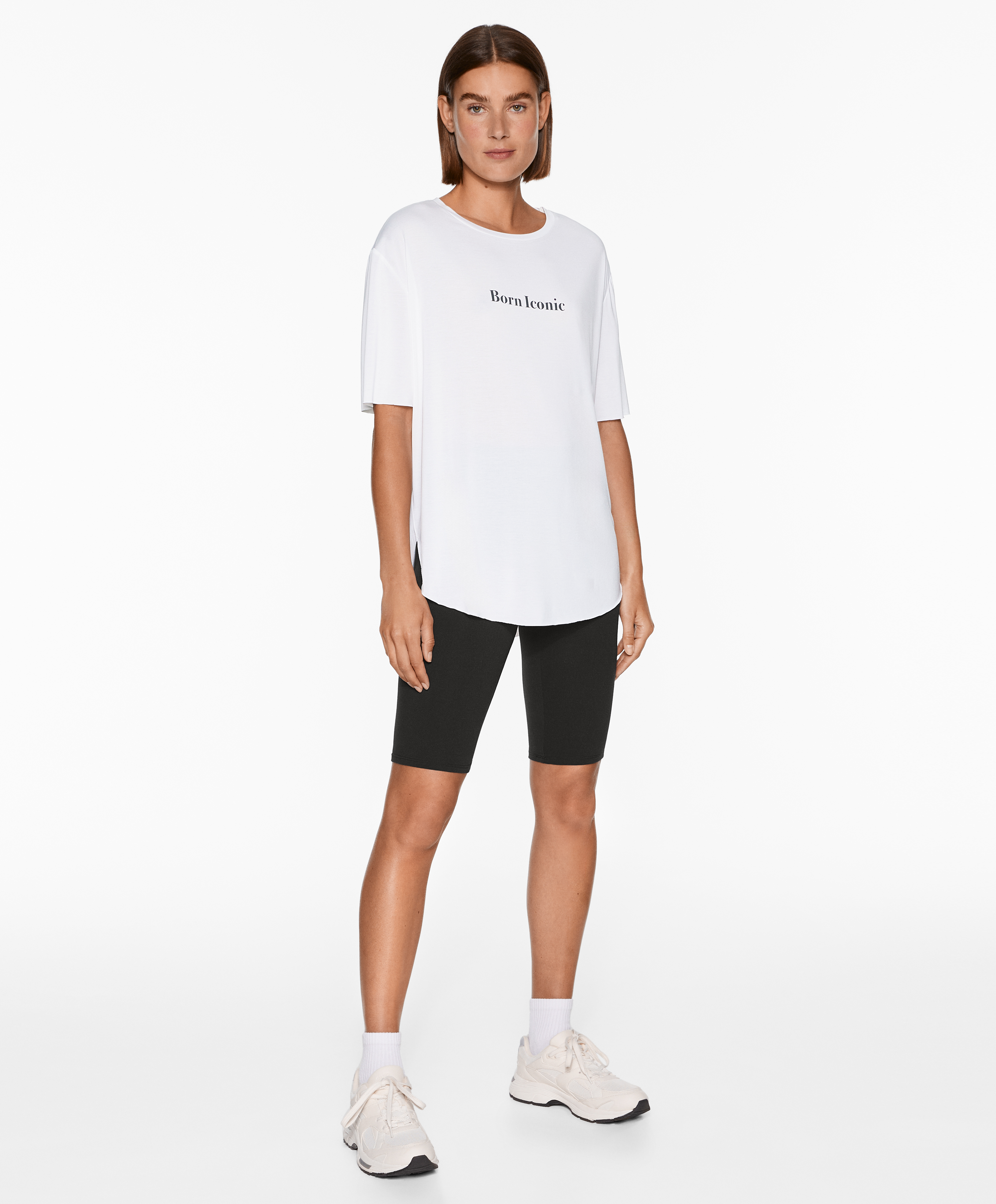 Modal blend short-sleeved slogan T-shirt