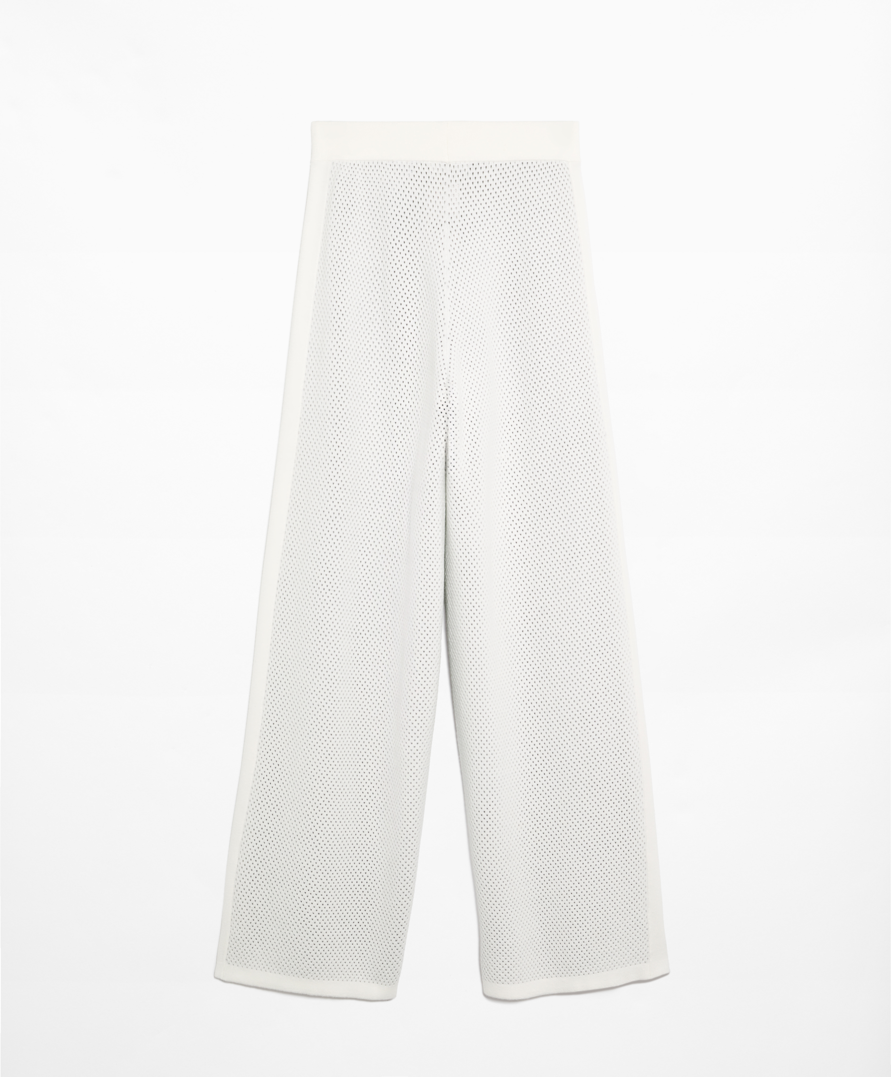 Openwork knit straight-leg trousers