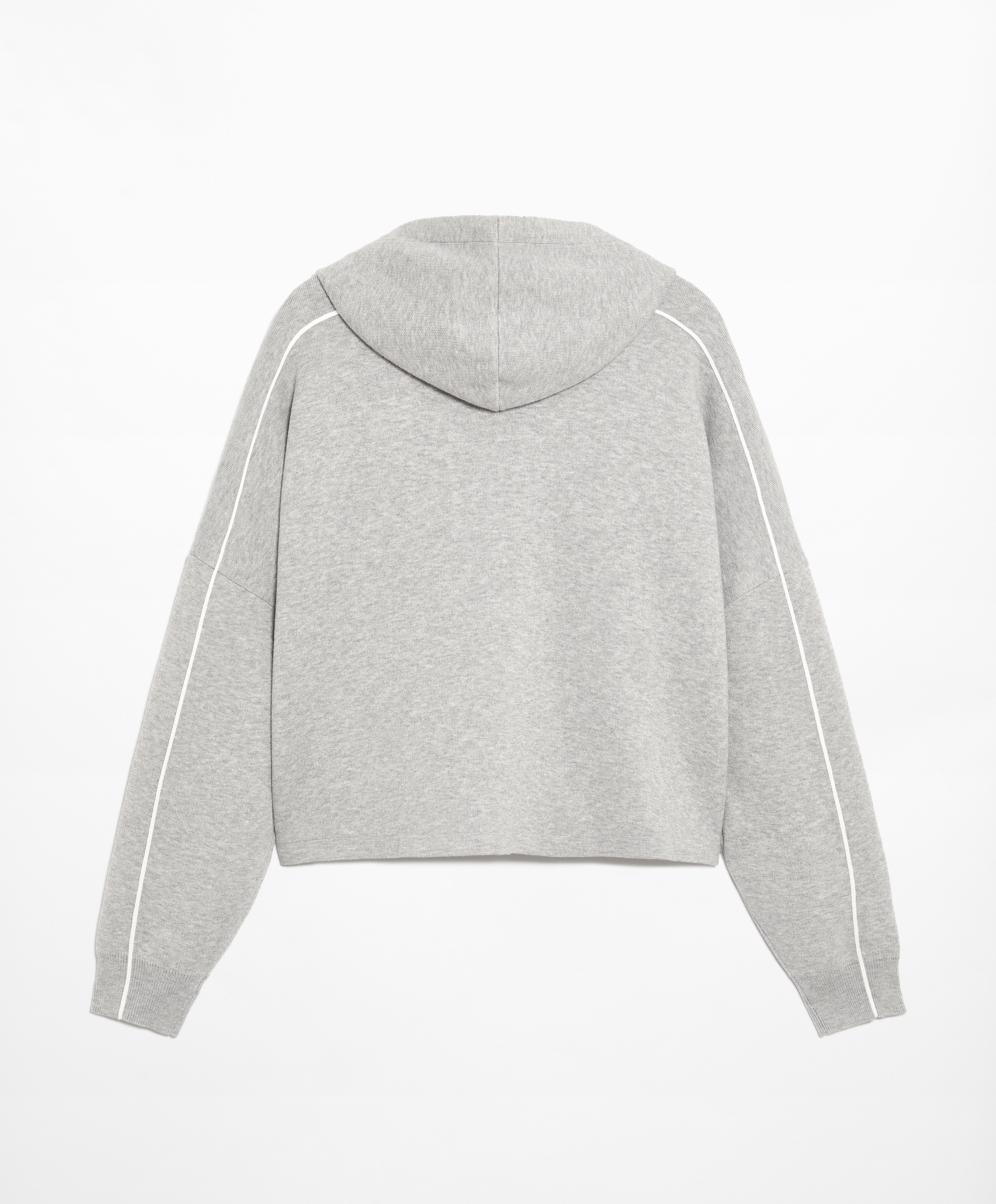 Hooded knit sweatshirt with piping