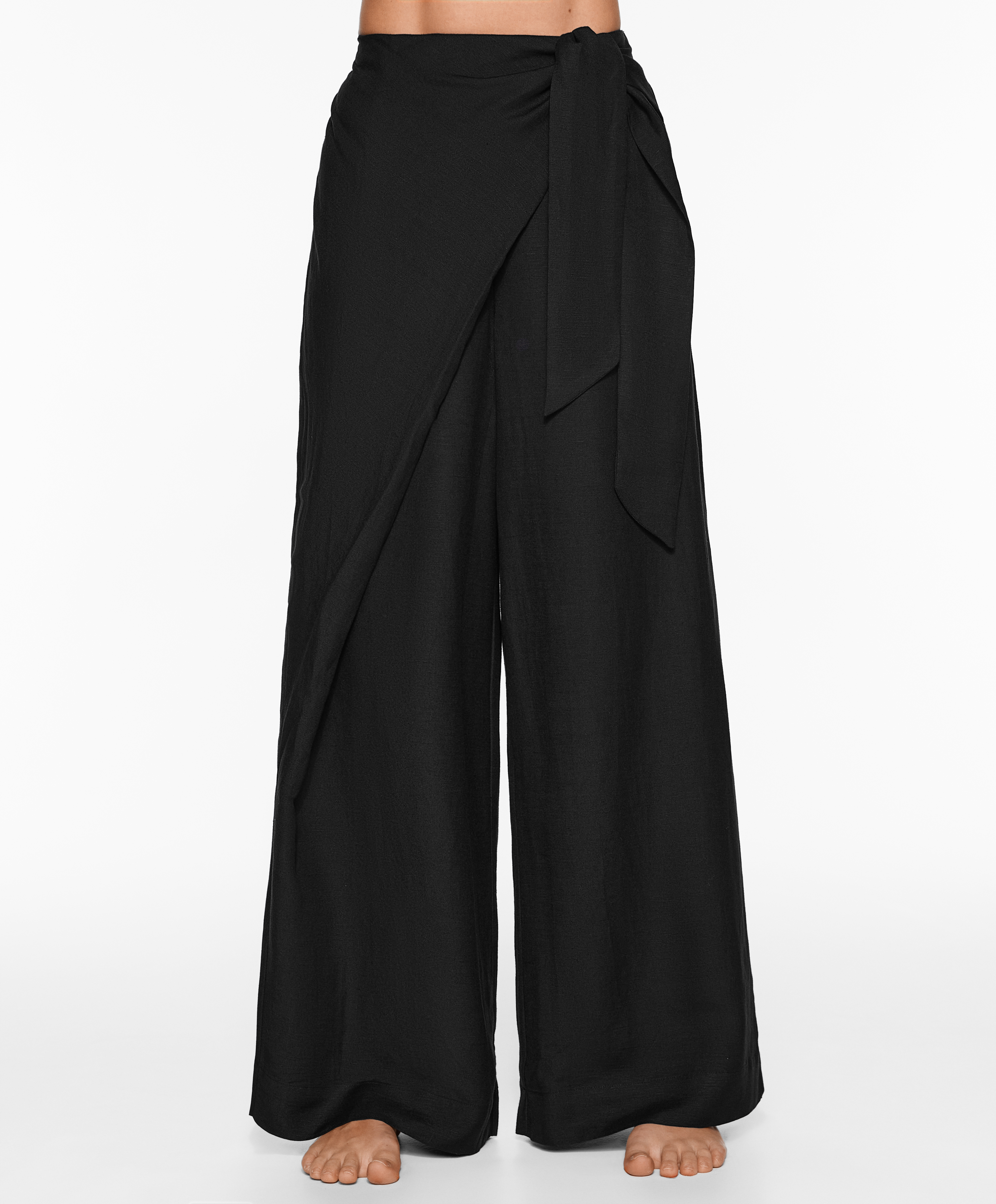 Wrap trousers with linen