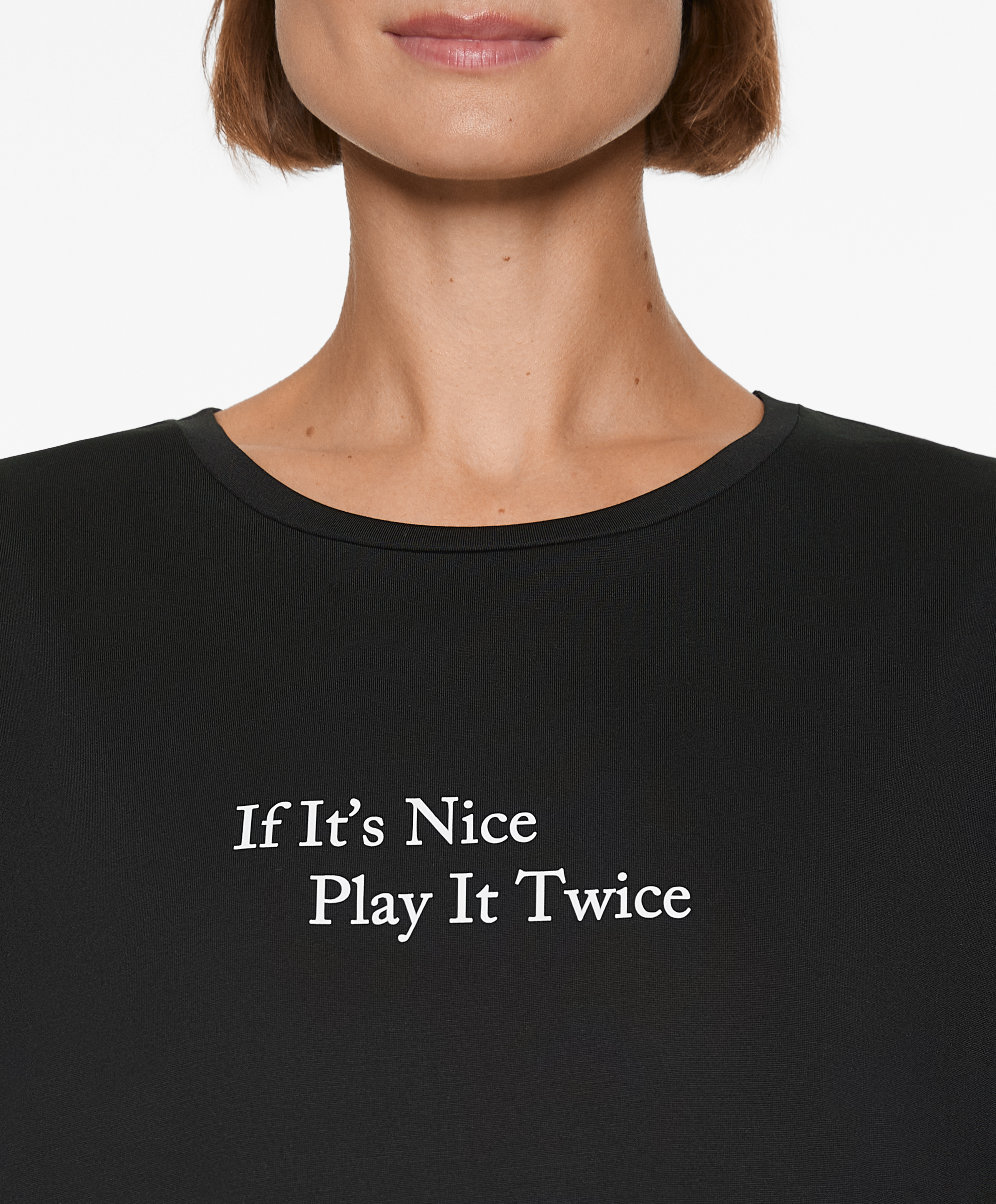 Modal blend short-sleeved slogan T-shirt