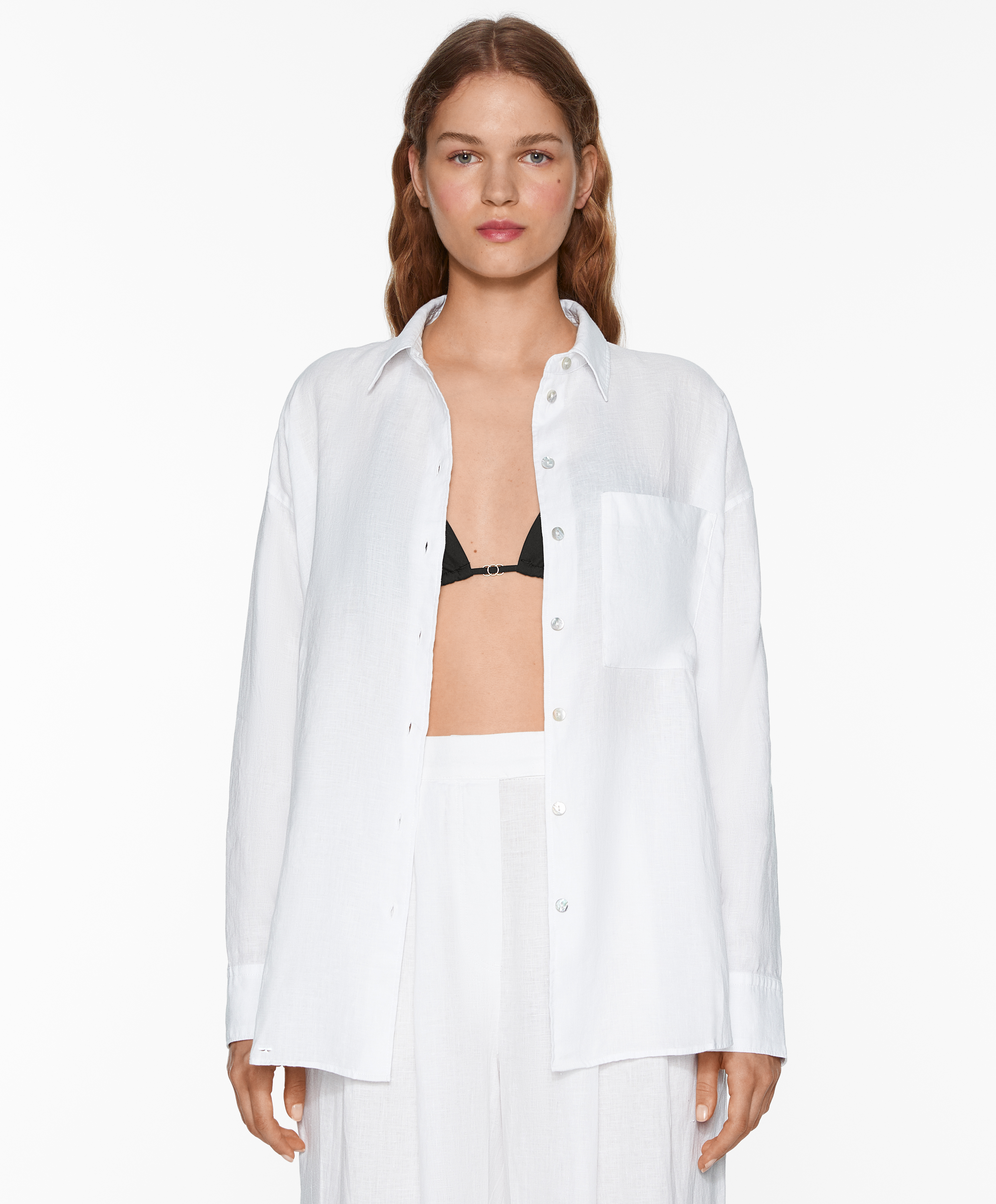 100% linen long-sleeved shirt