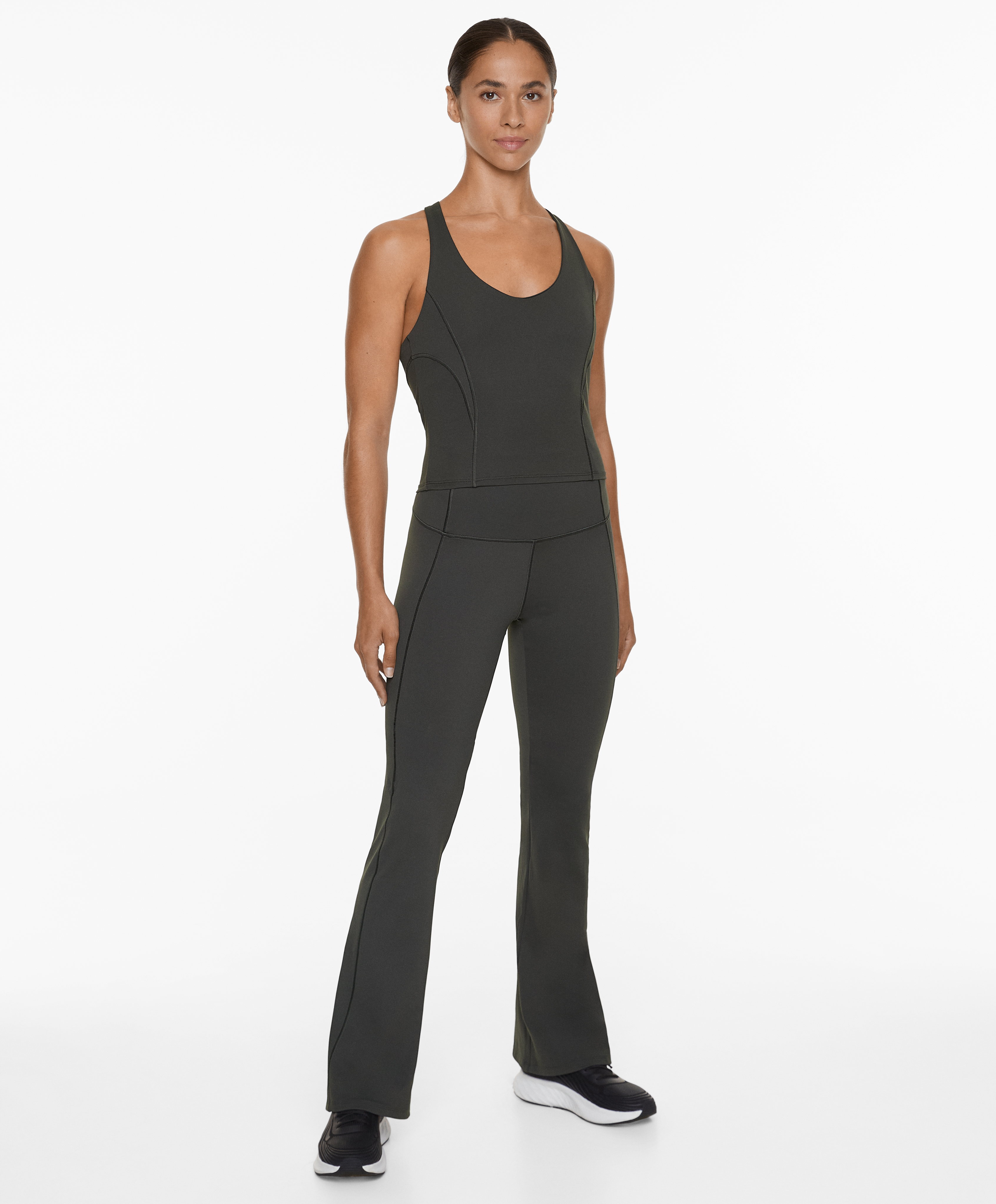 Comfortlux super-high-rise flare trousers with overlocking detail