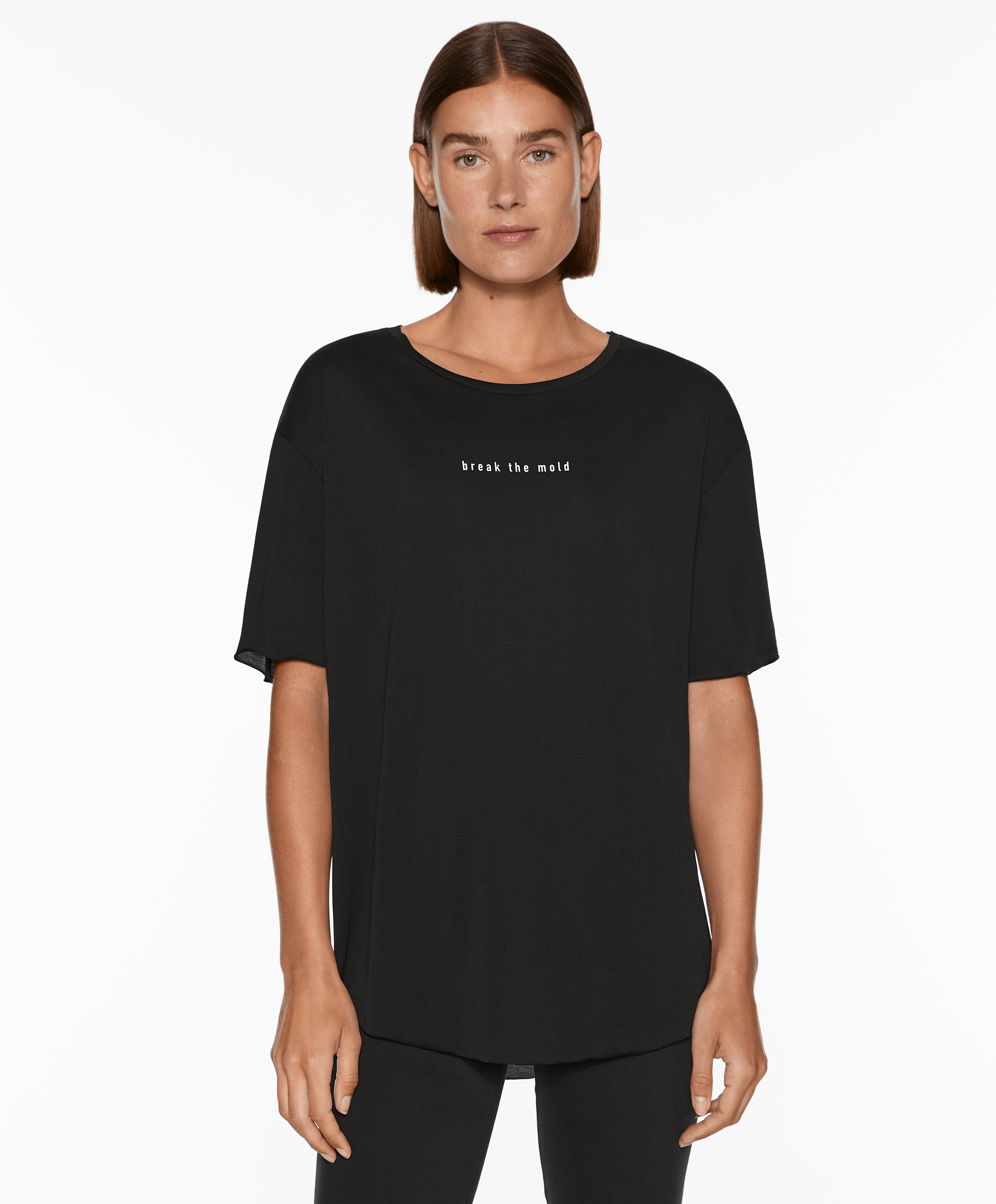 Modal blend short-sleeved slogan T-shirt