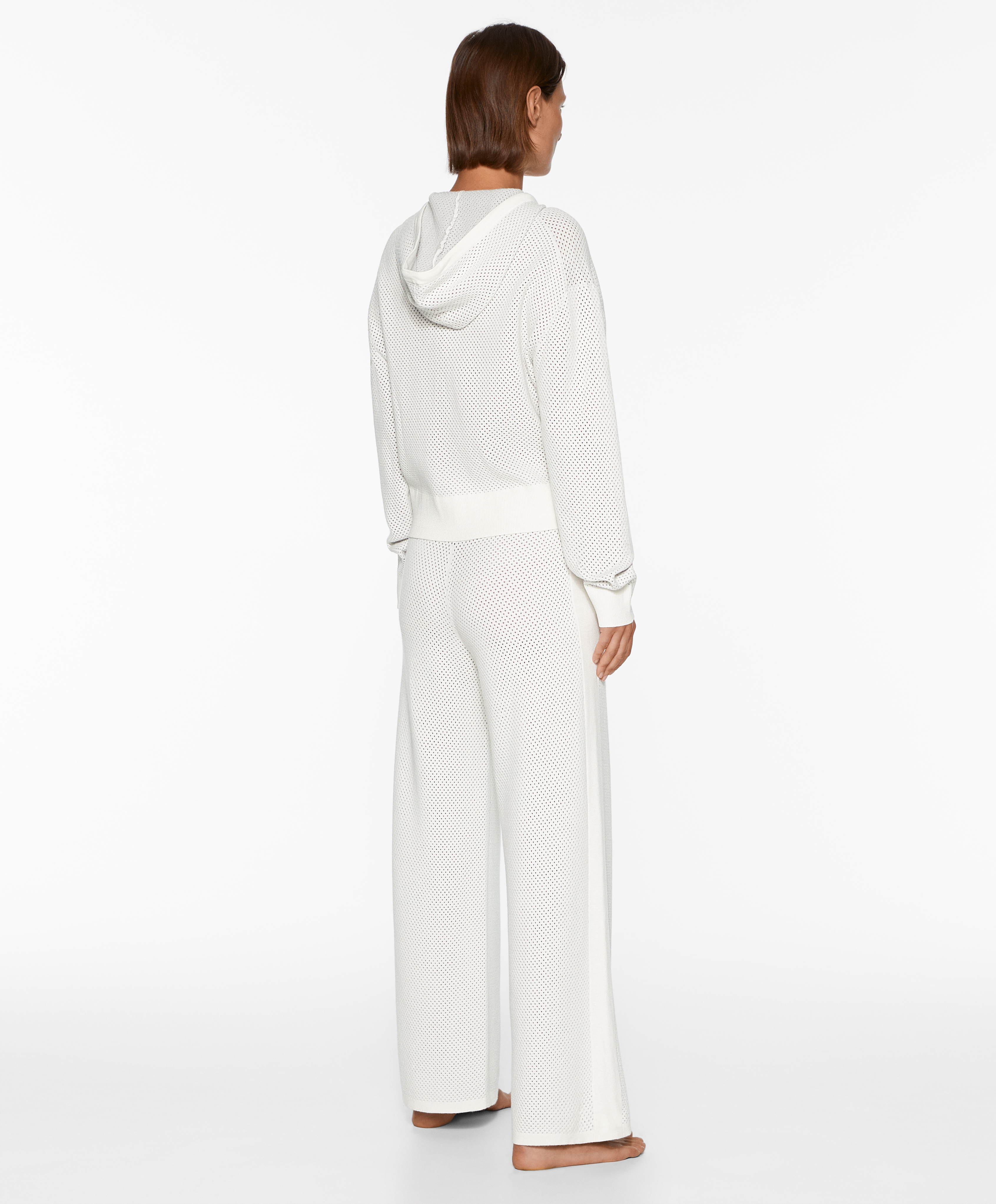 Openwork knit straight-leg trousers