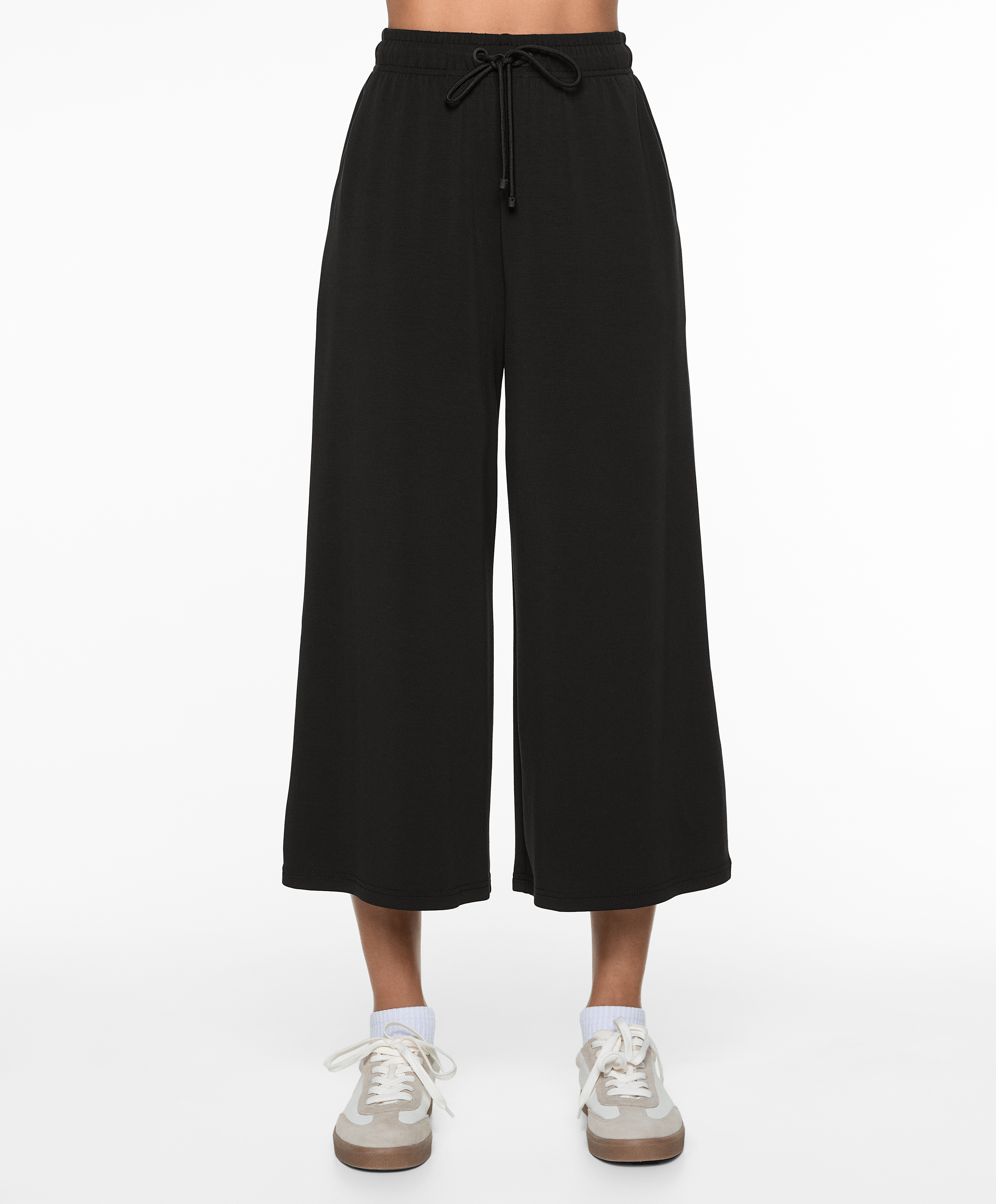 Soft-touch wide-leg crop trousers with modal