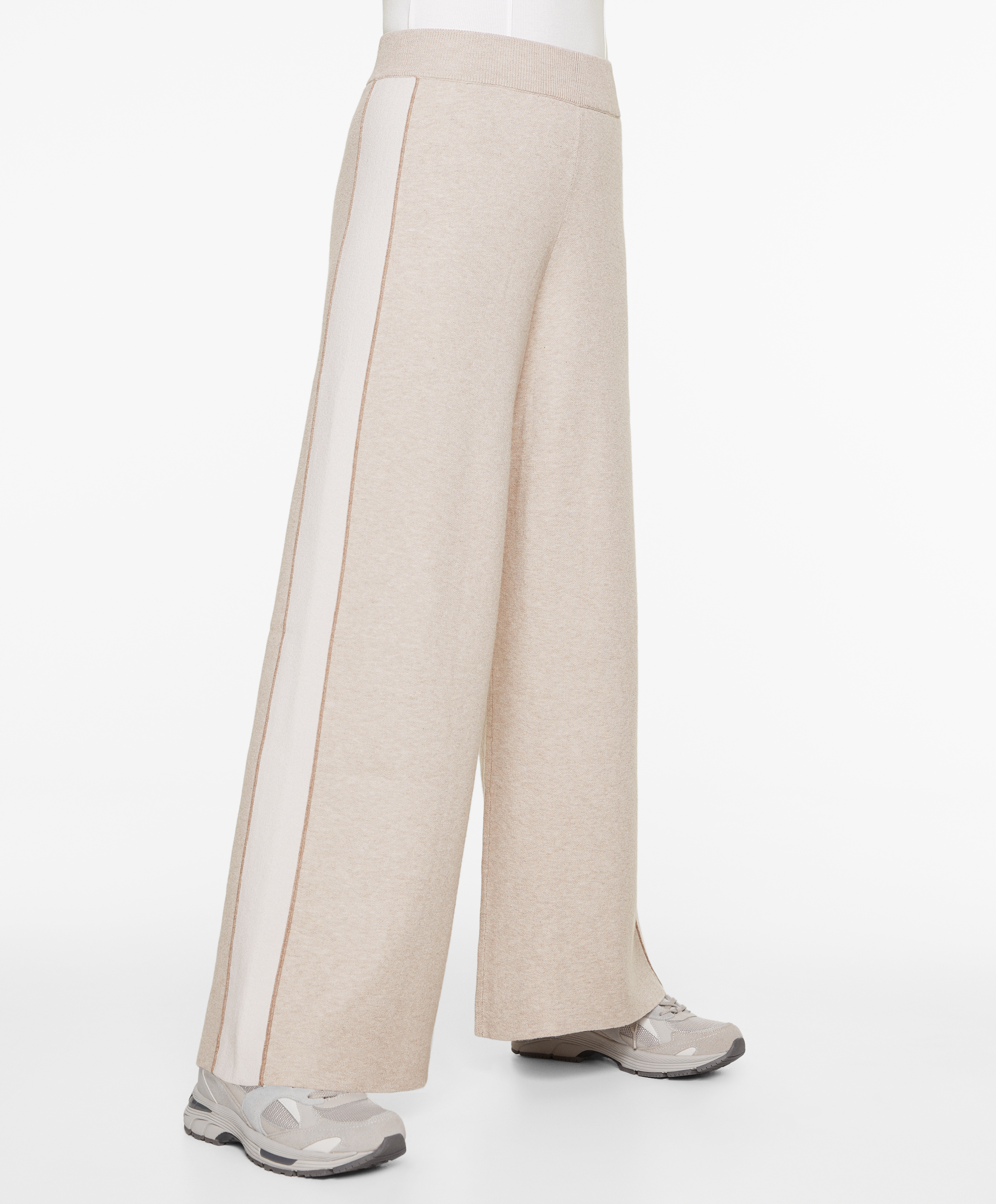 Knit straight leg trousers with piping