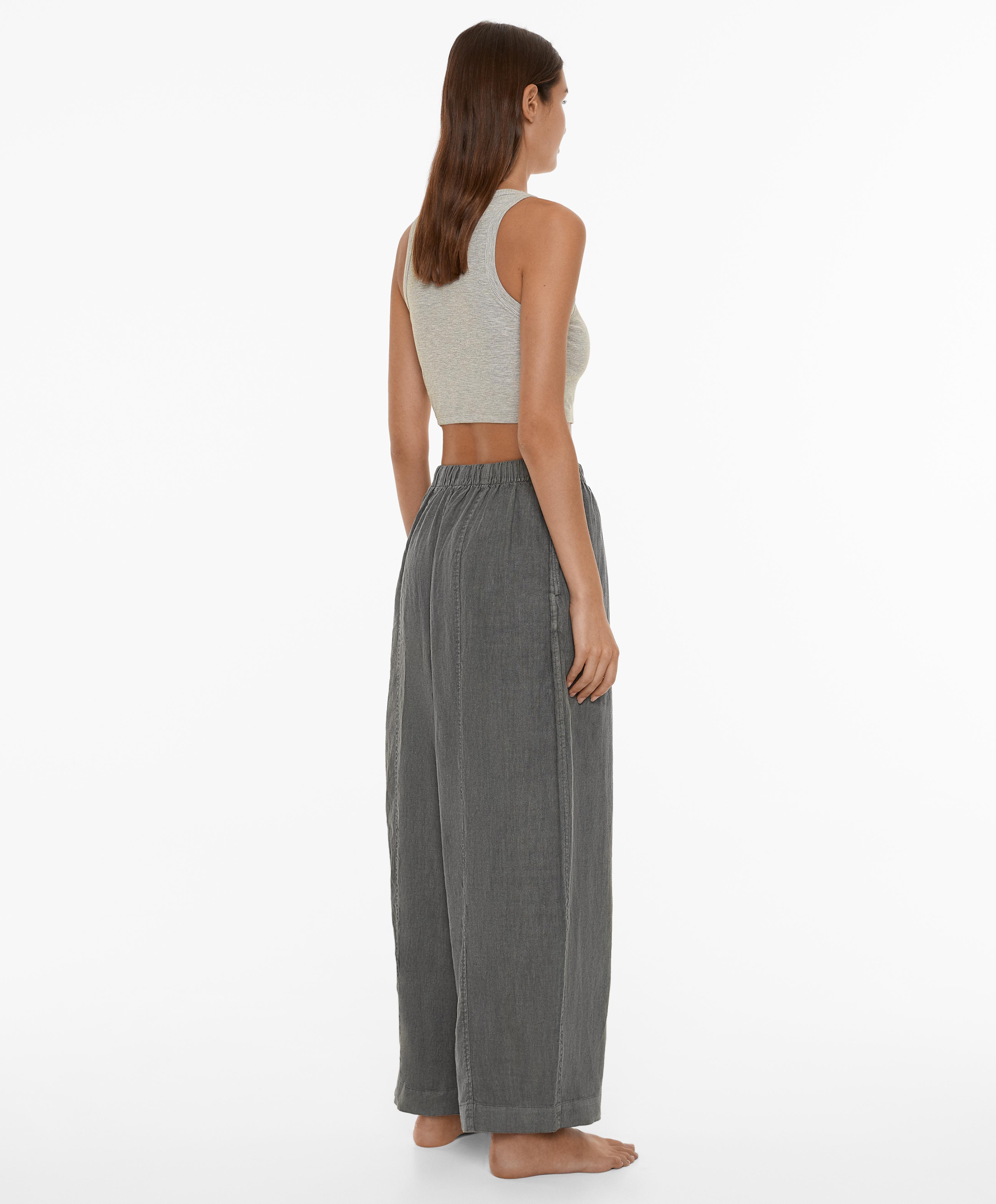 100% linen barrel trousers