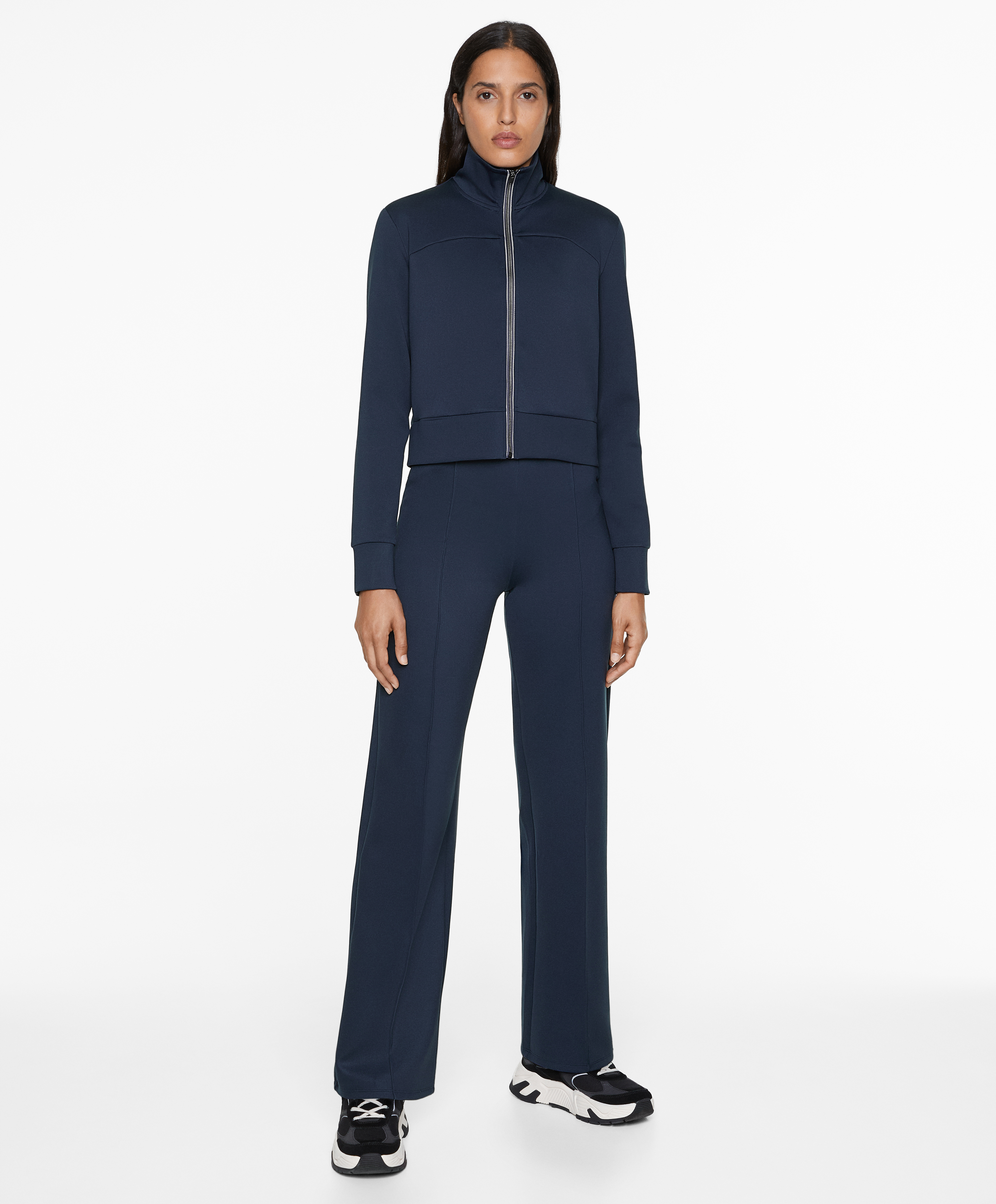 Neoprene-effect straight-leg trousers