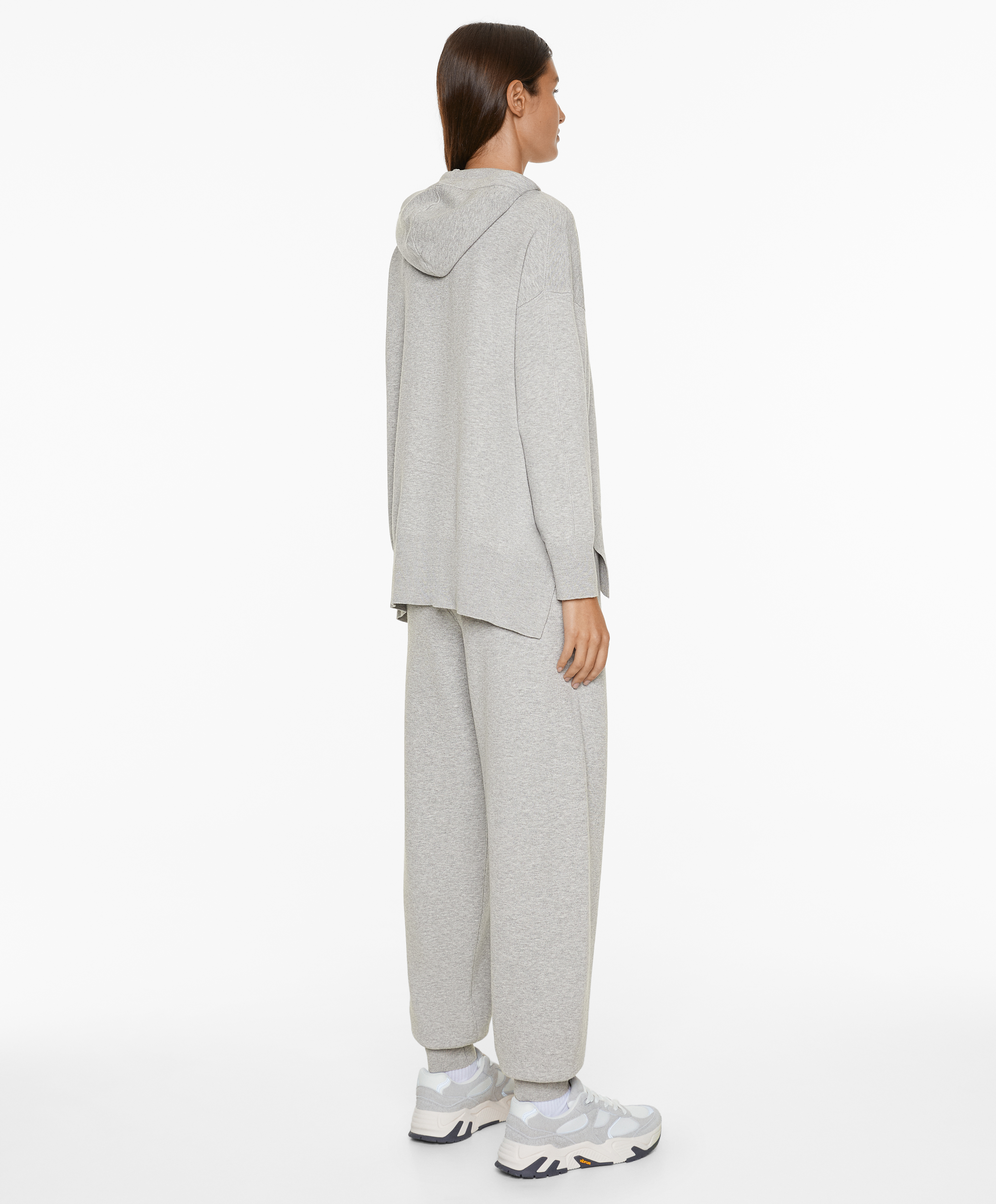 Zipped knit hooded jacket