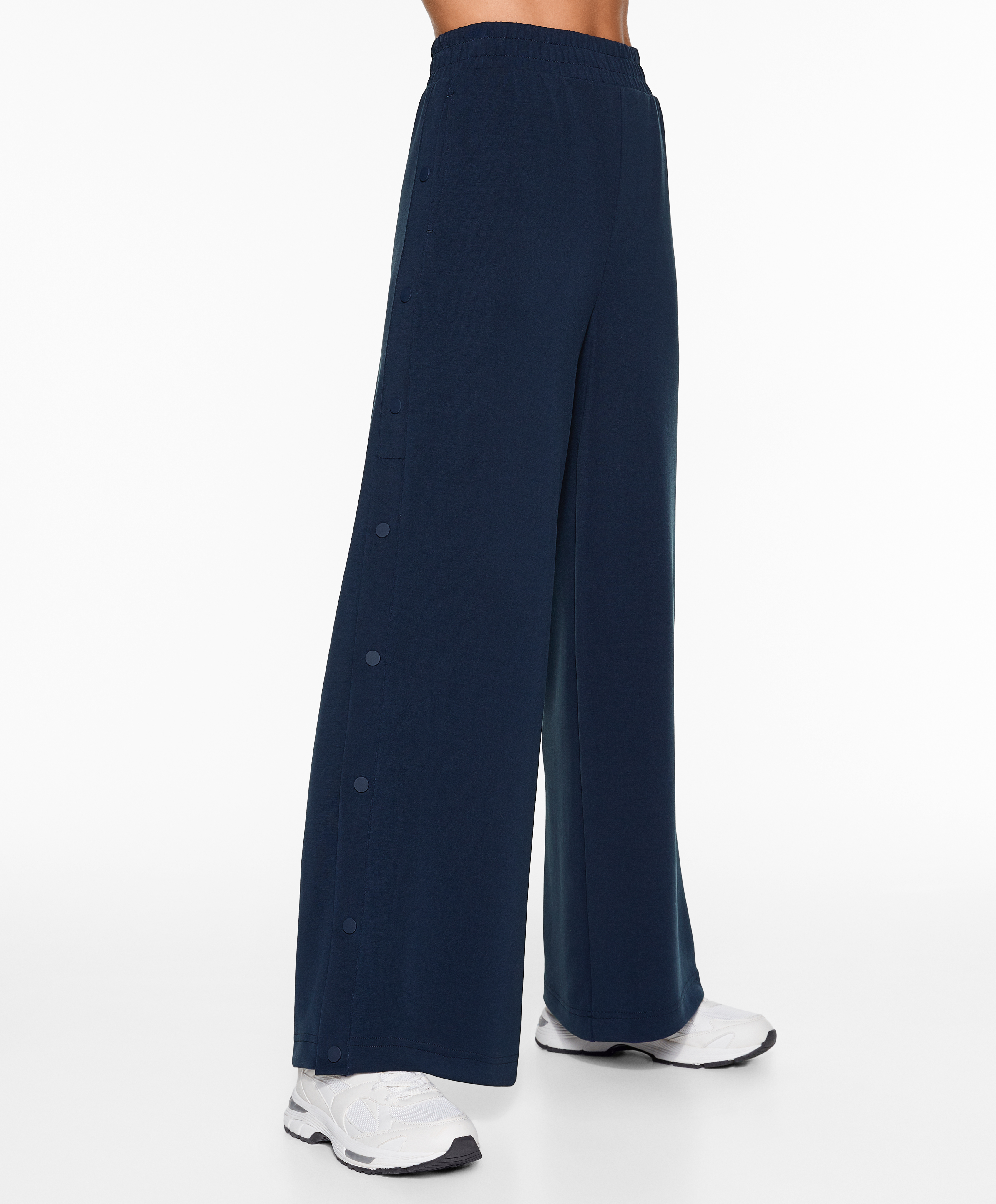 Soft-touch wide, straight-leg trousers with modal and buttons