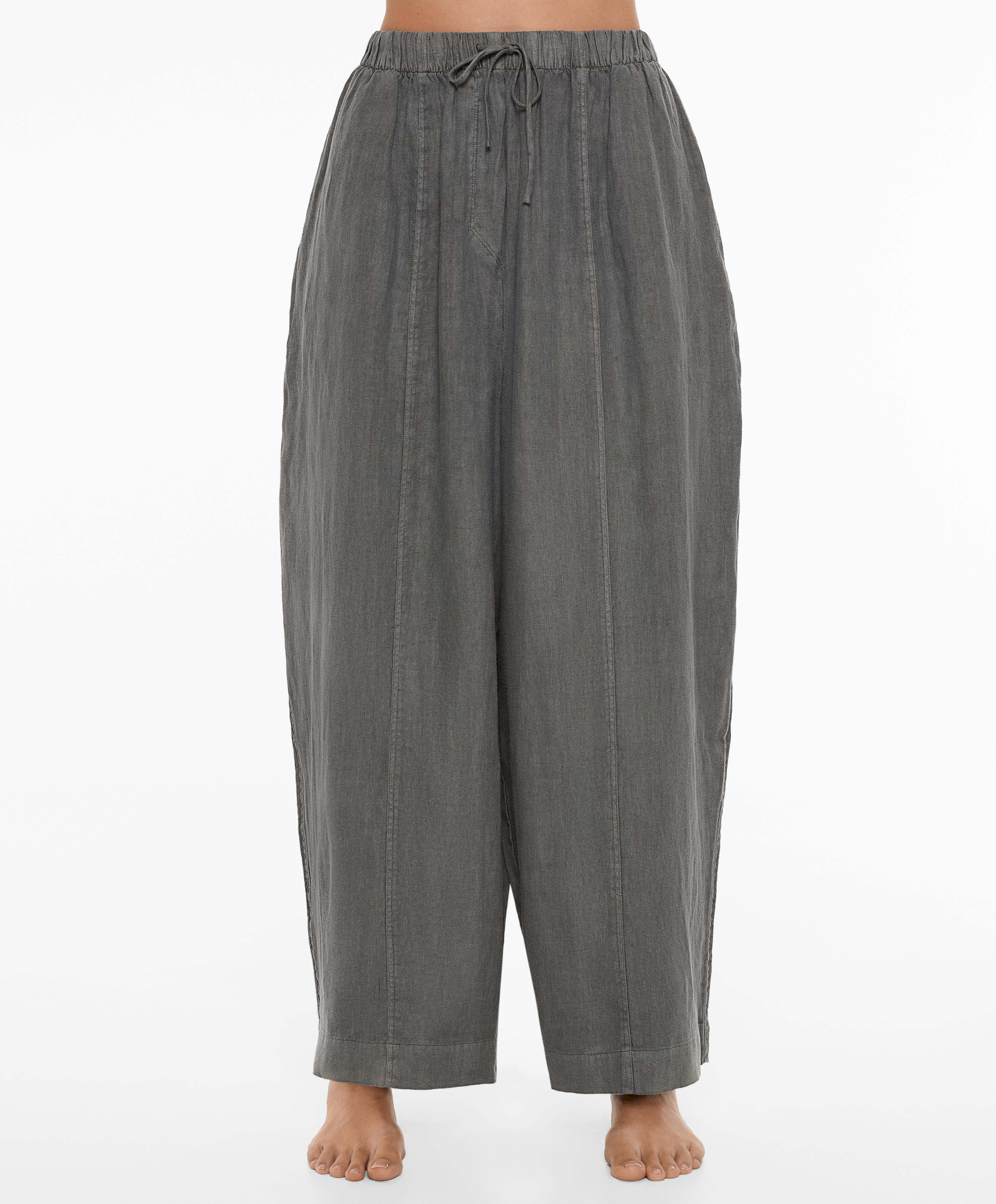 100% linen barrel trousers