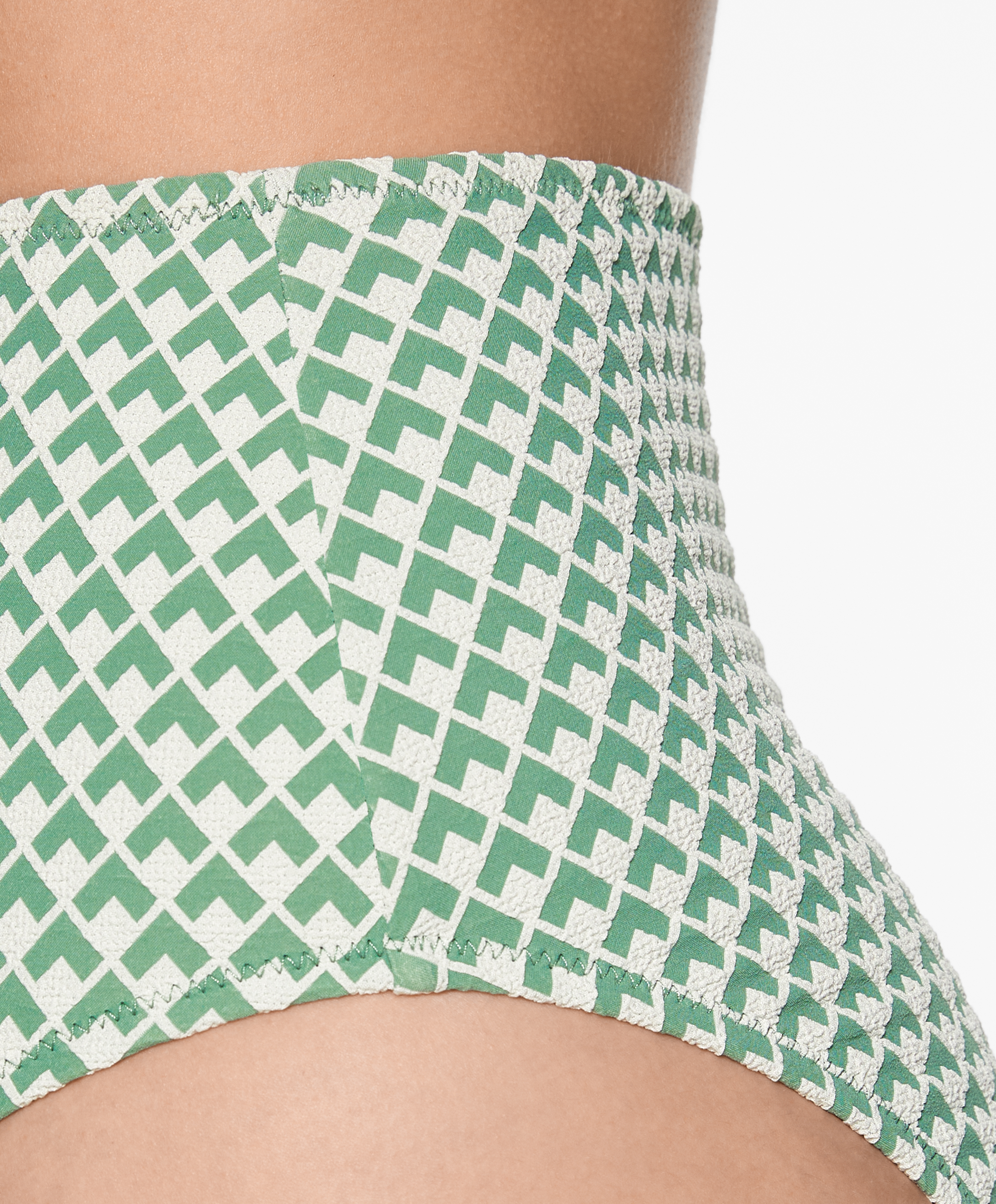 Geometric jacquard high-rise bikini briefs