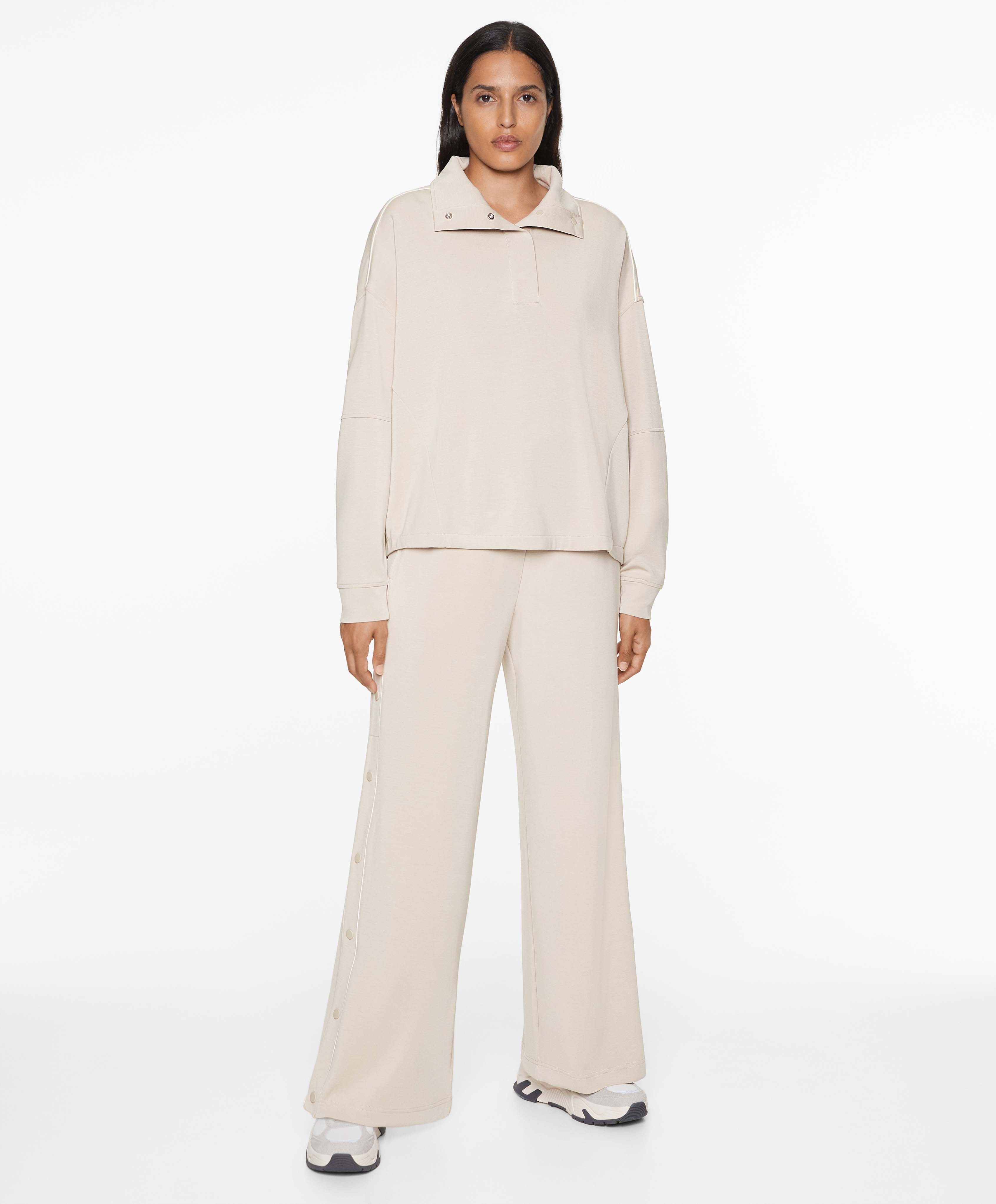 Soft-touch wide, straight-leg trousers with modal and buttons
