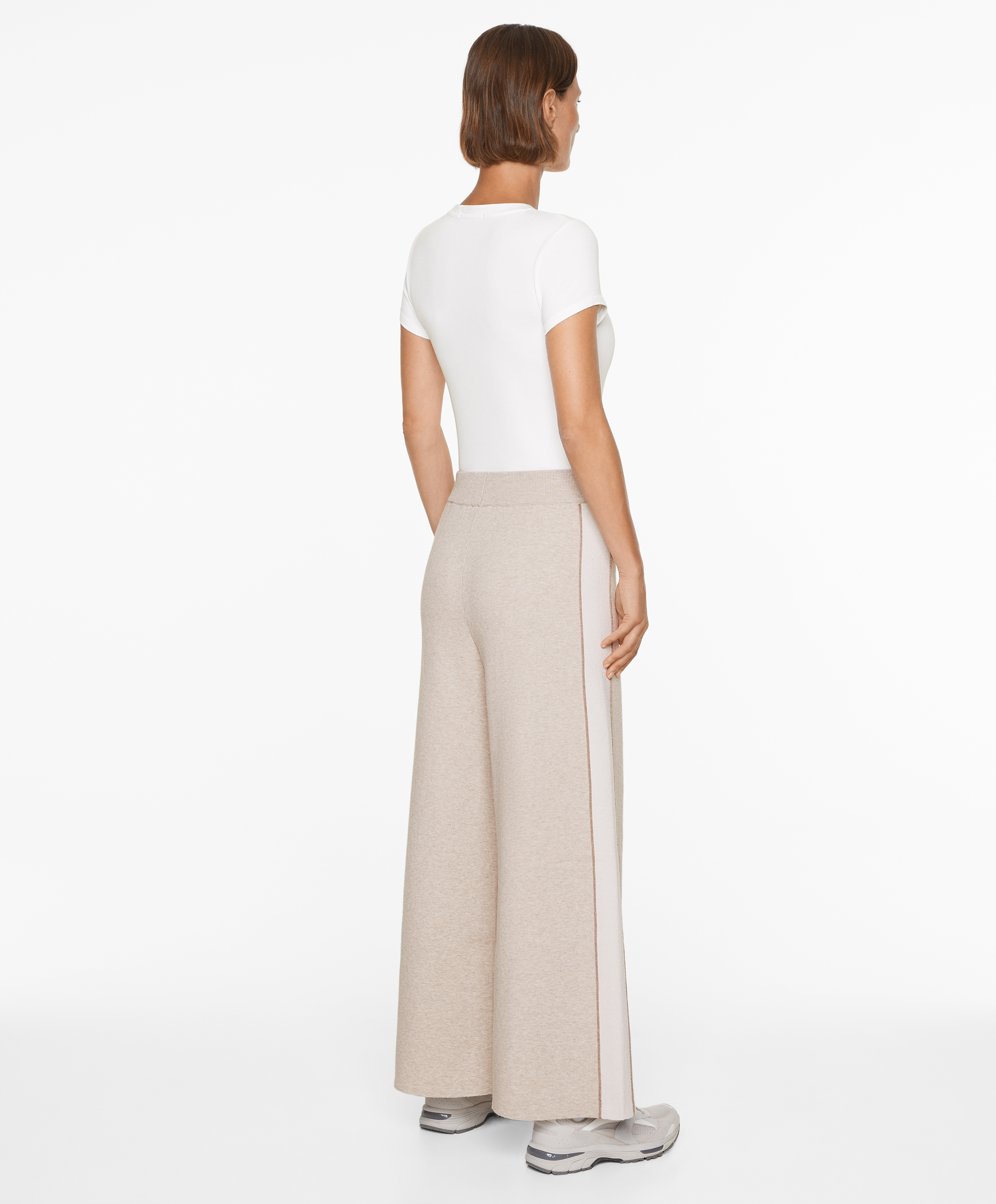 Knit straight leg trousers with piping