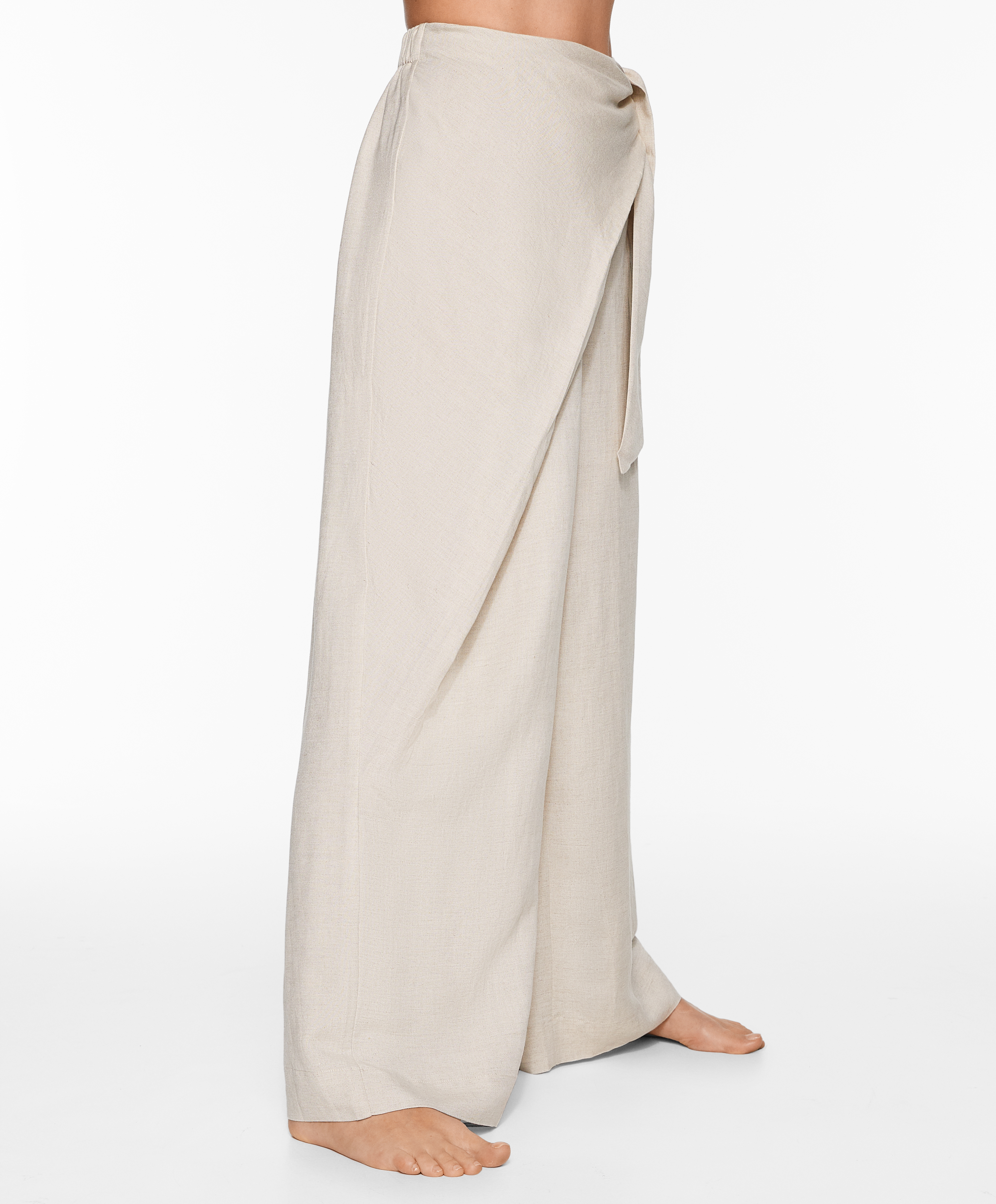 Wrap trousers with linen