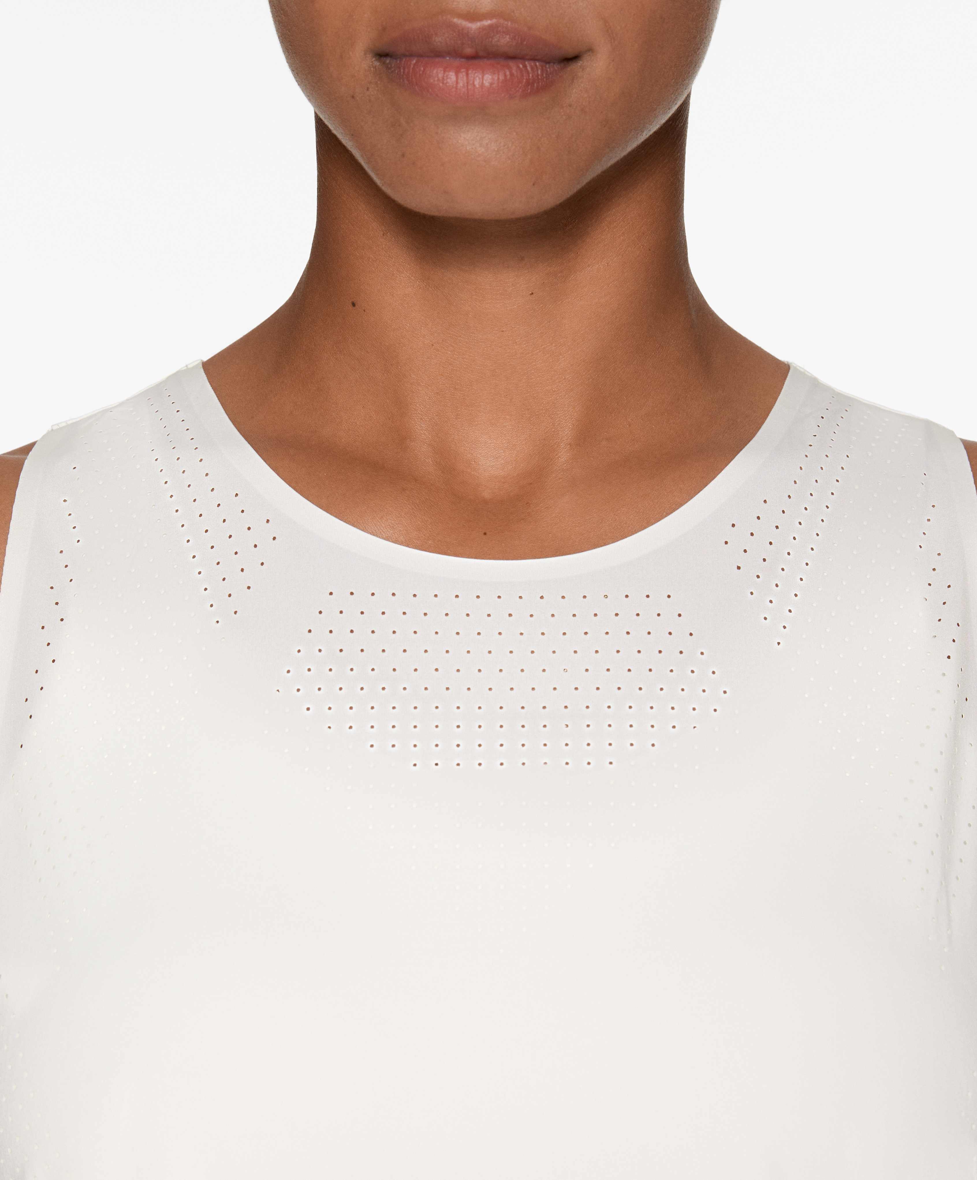 Microperforated technical sleeveless T-shirt