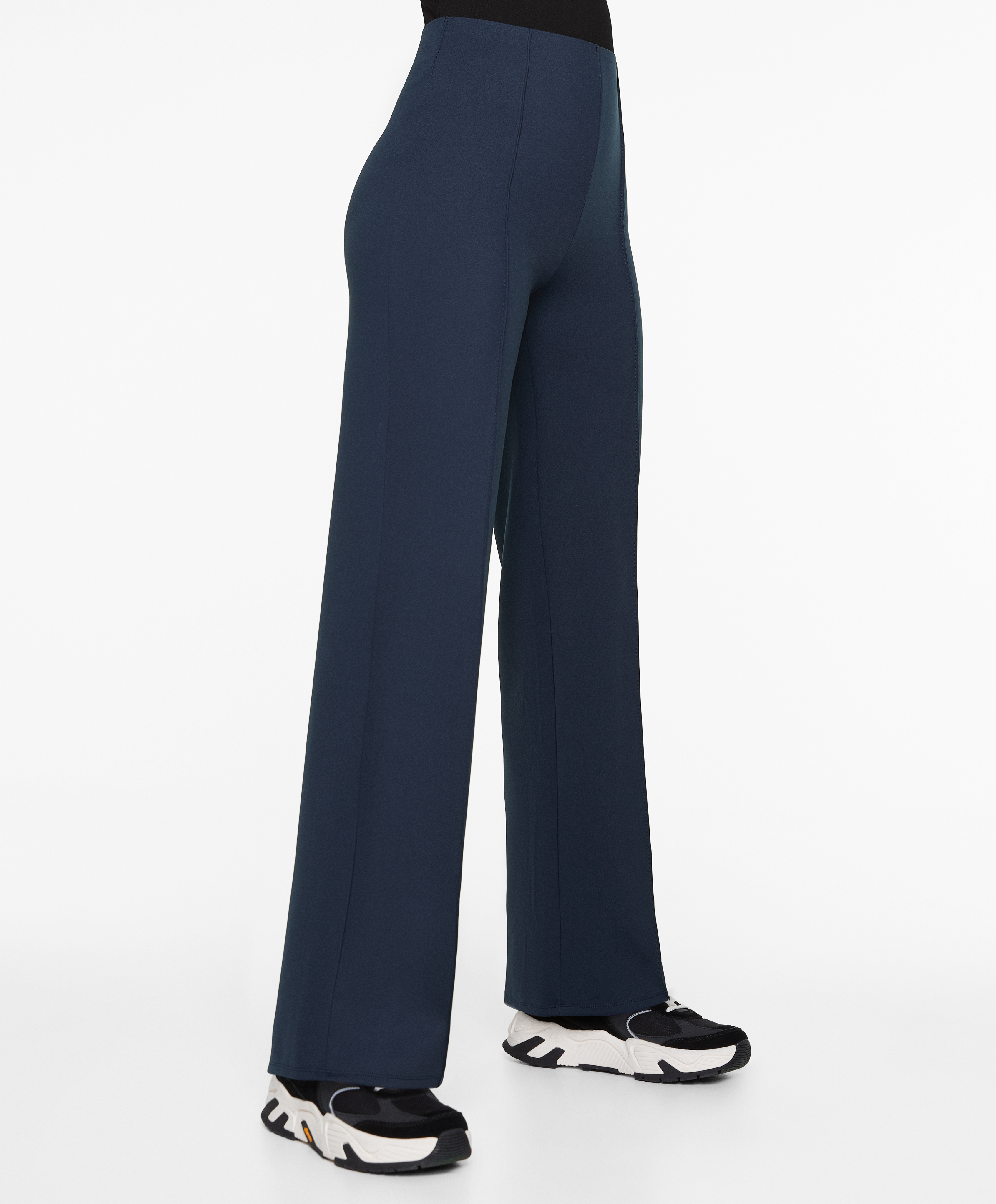 Neoprene-effect straight-leg trousers