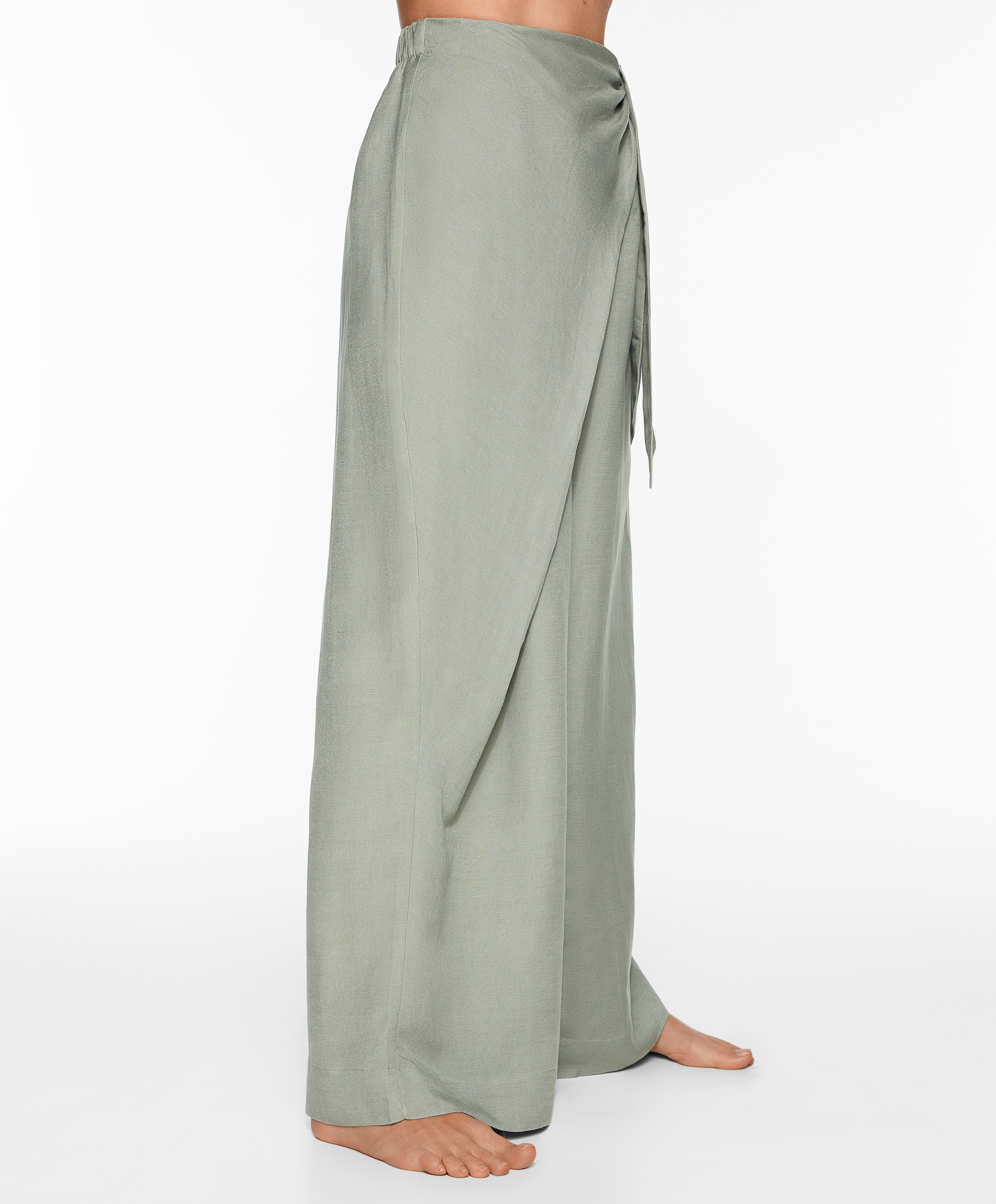 Wrap trousers with linen