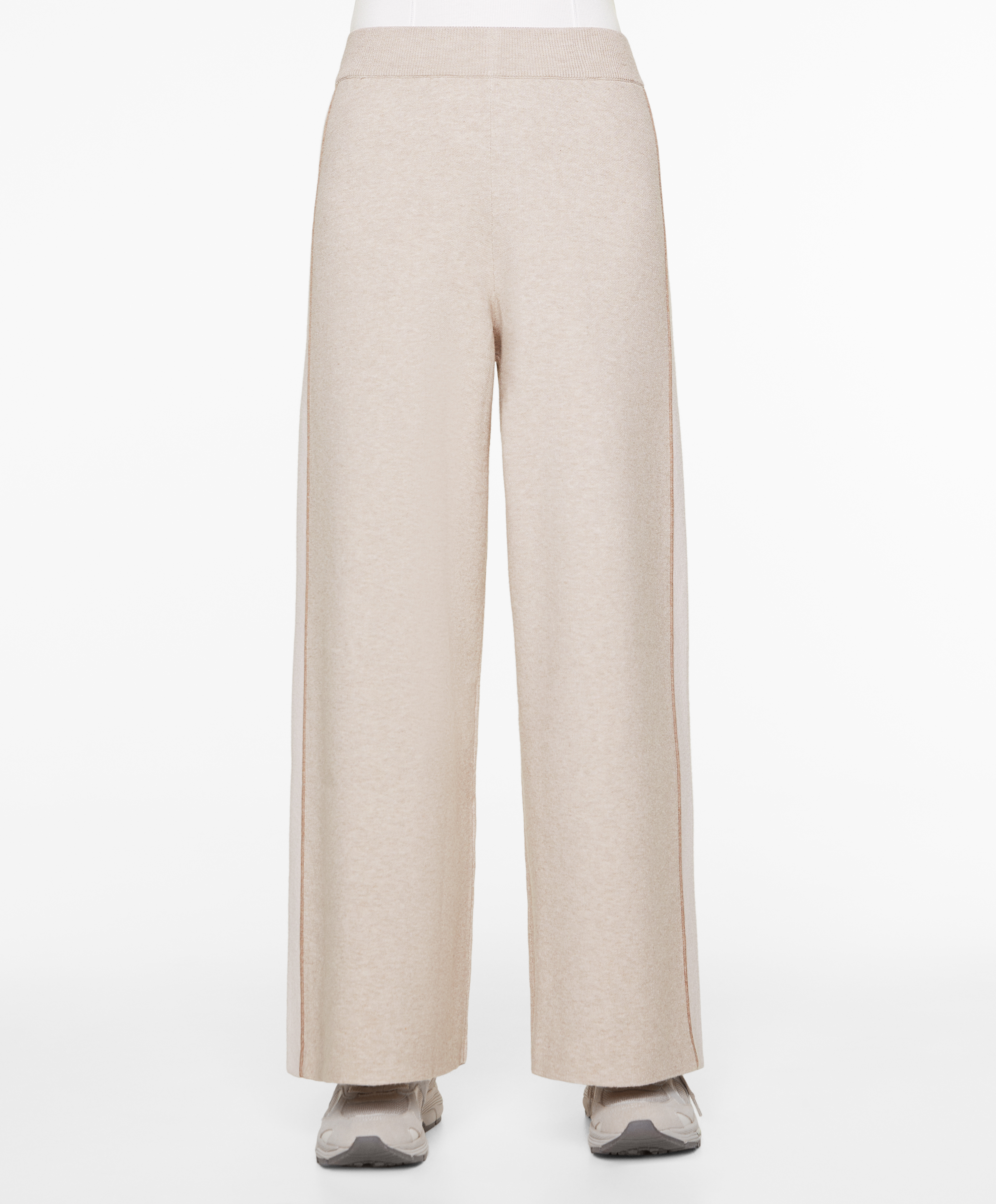 Knit straight leg trousers with piping
