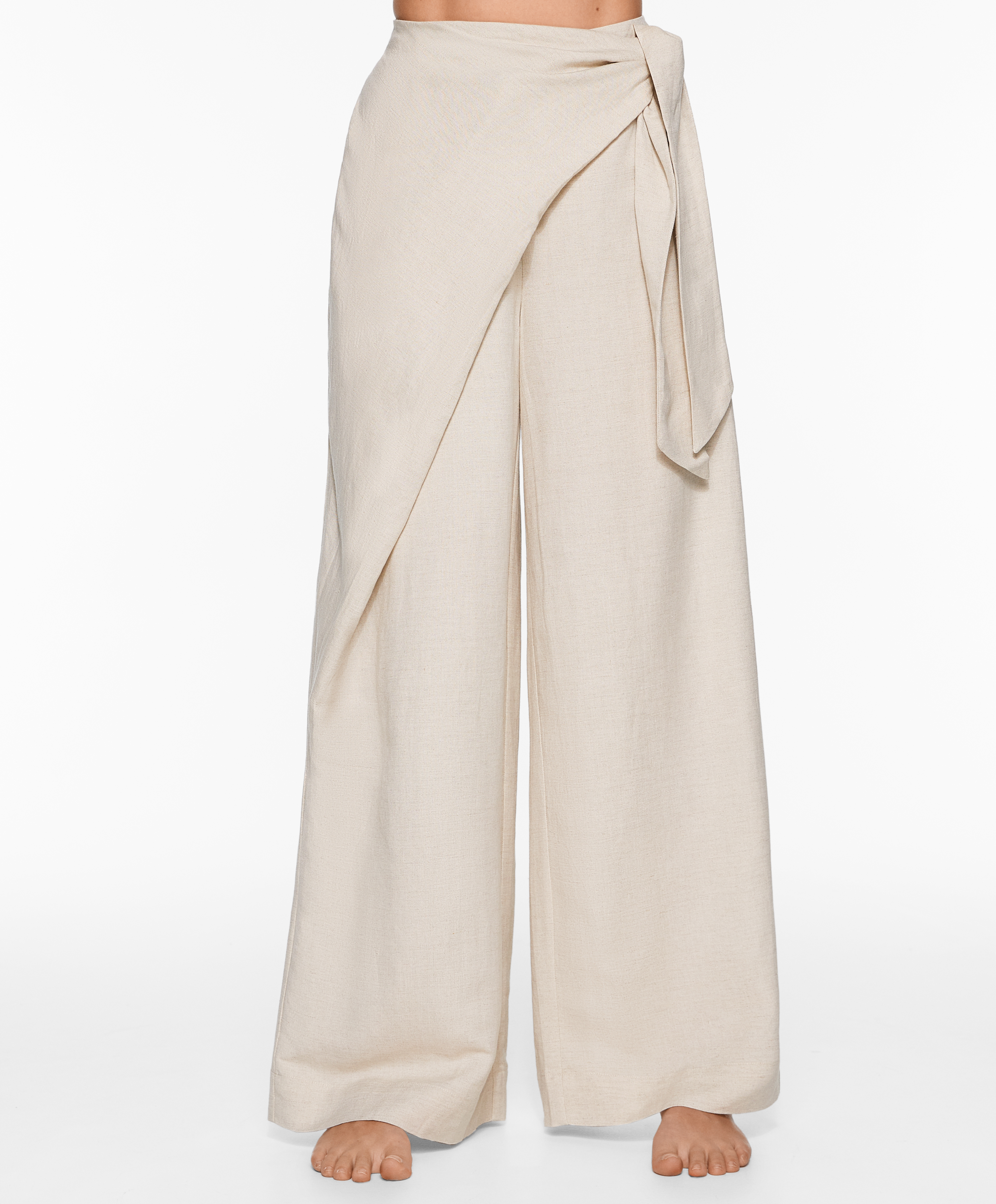 Wrap trousers with linen