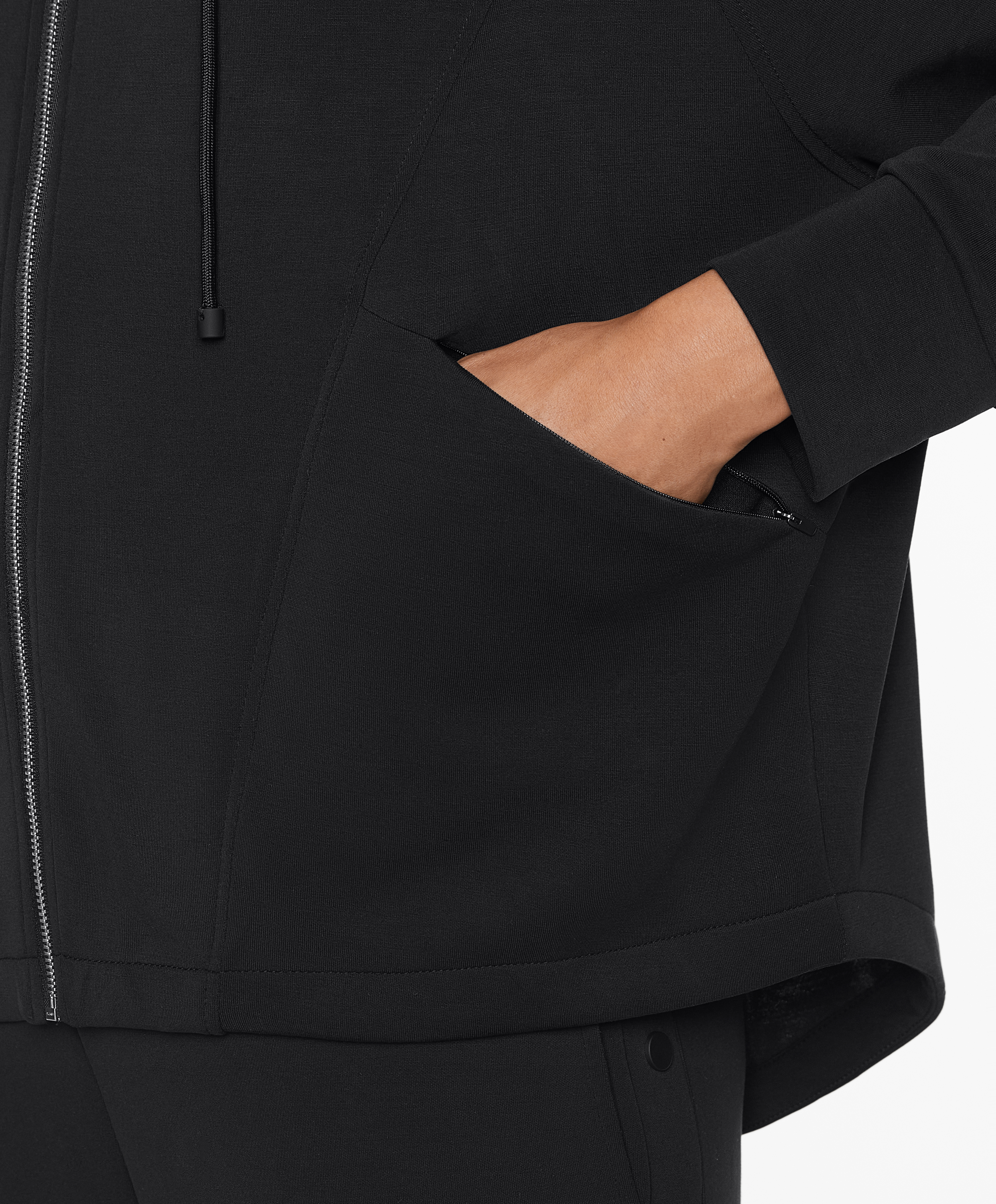 Knit hooded jacket with modal