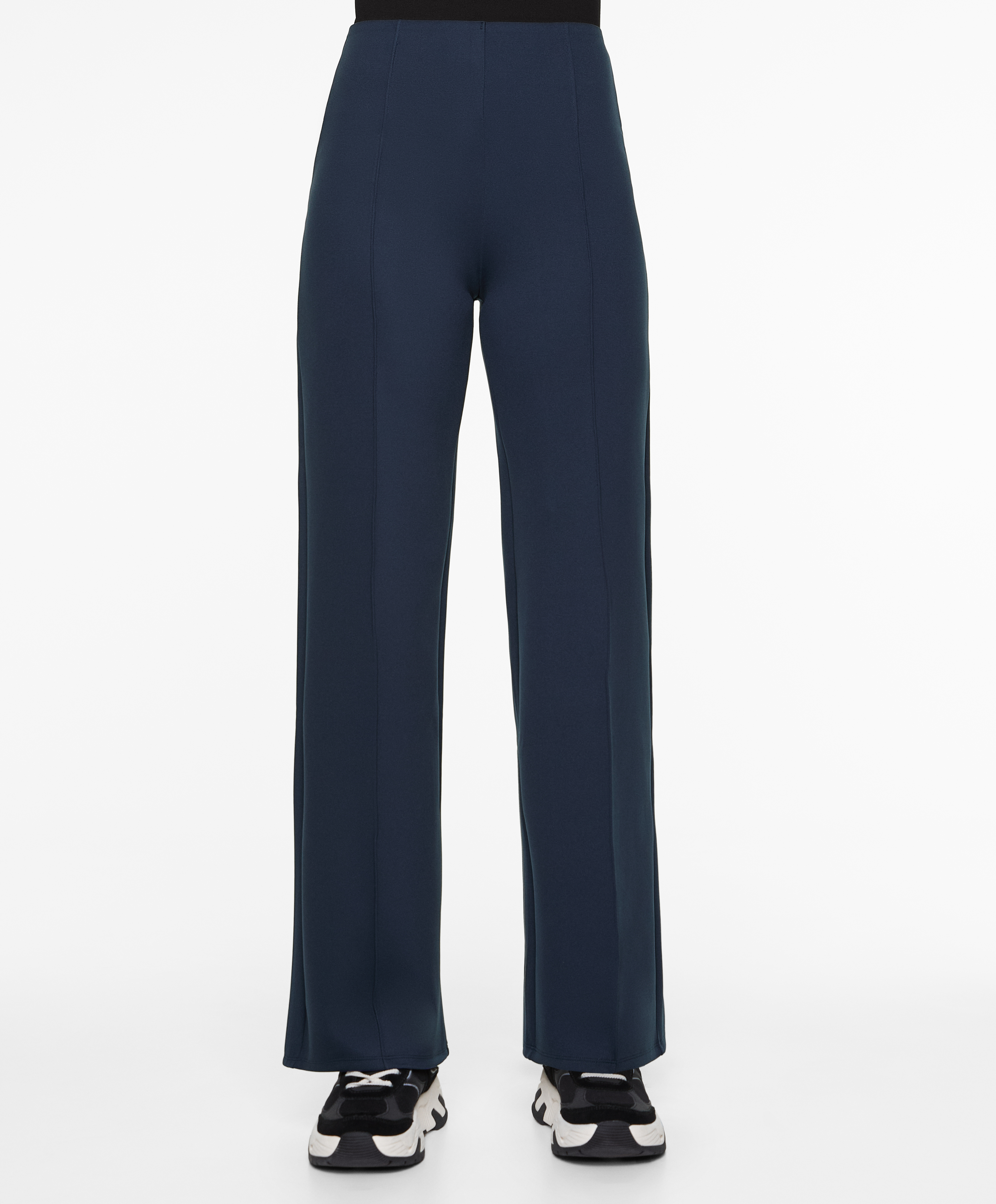 Neoprene-effect straight-leg trousers