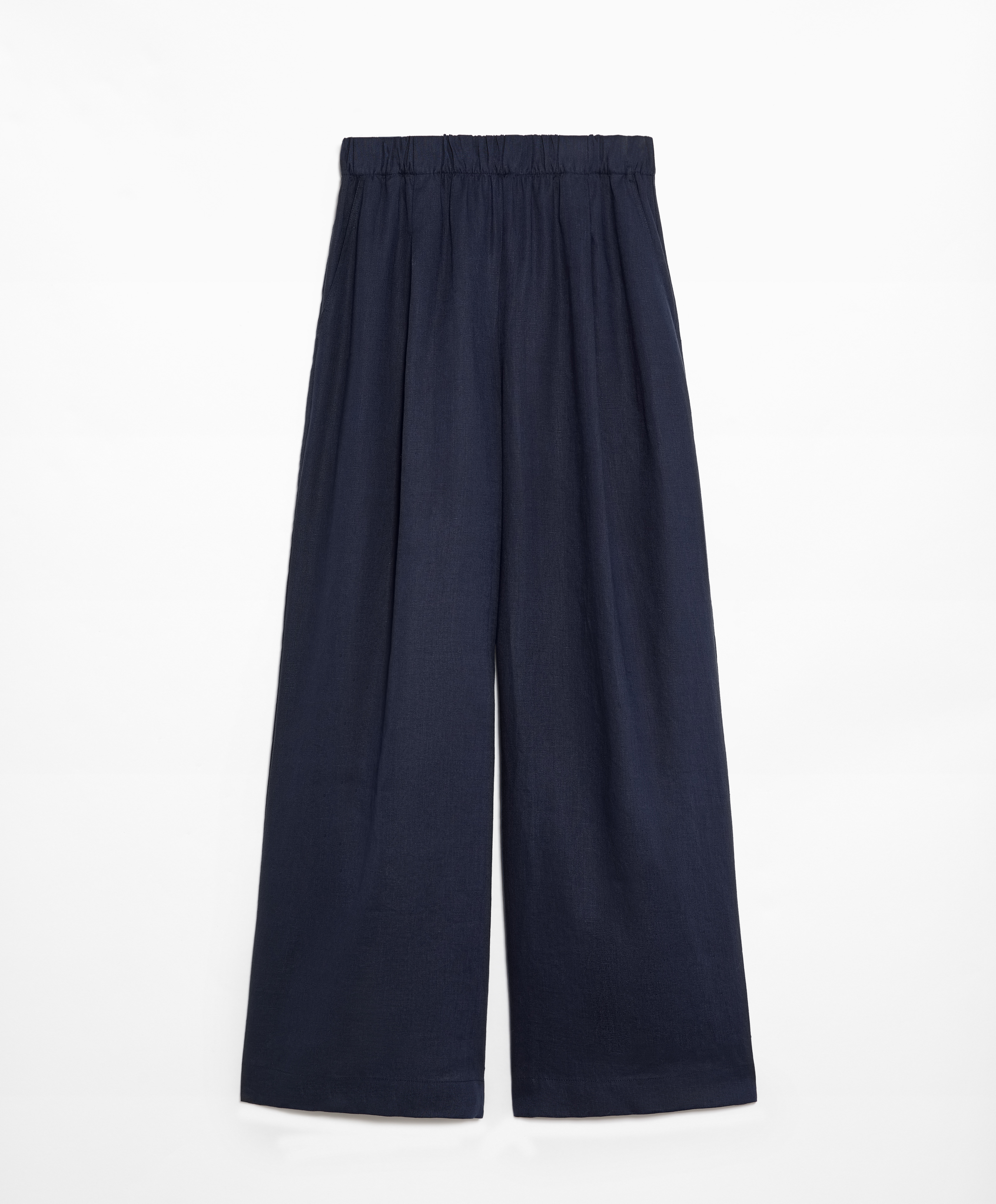 100% linen wide straight-leg trousers