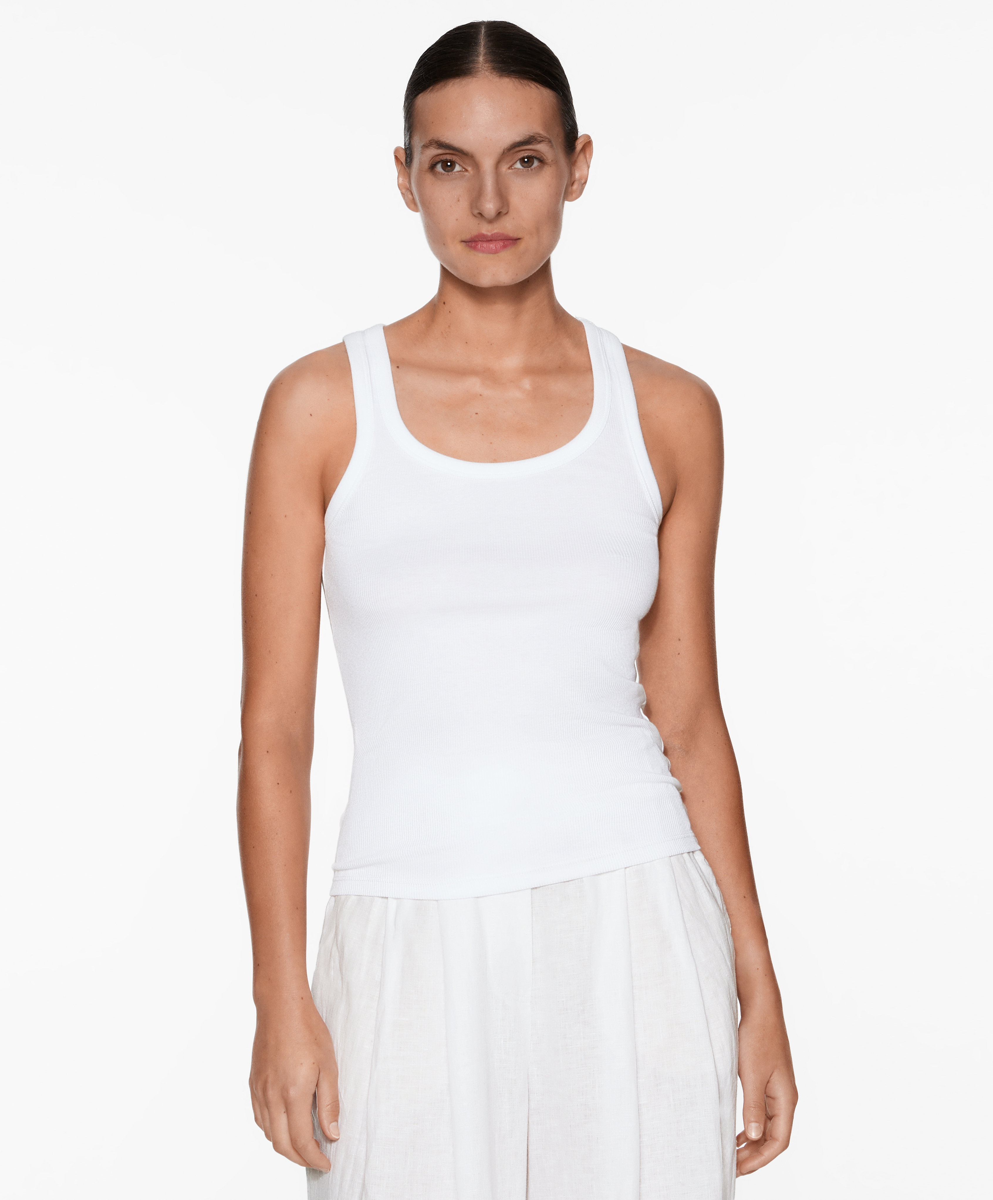 Rib vest top with cotton and modal