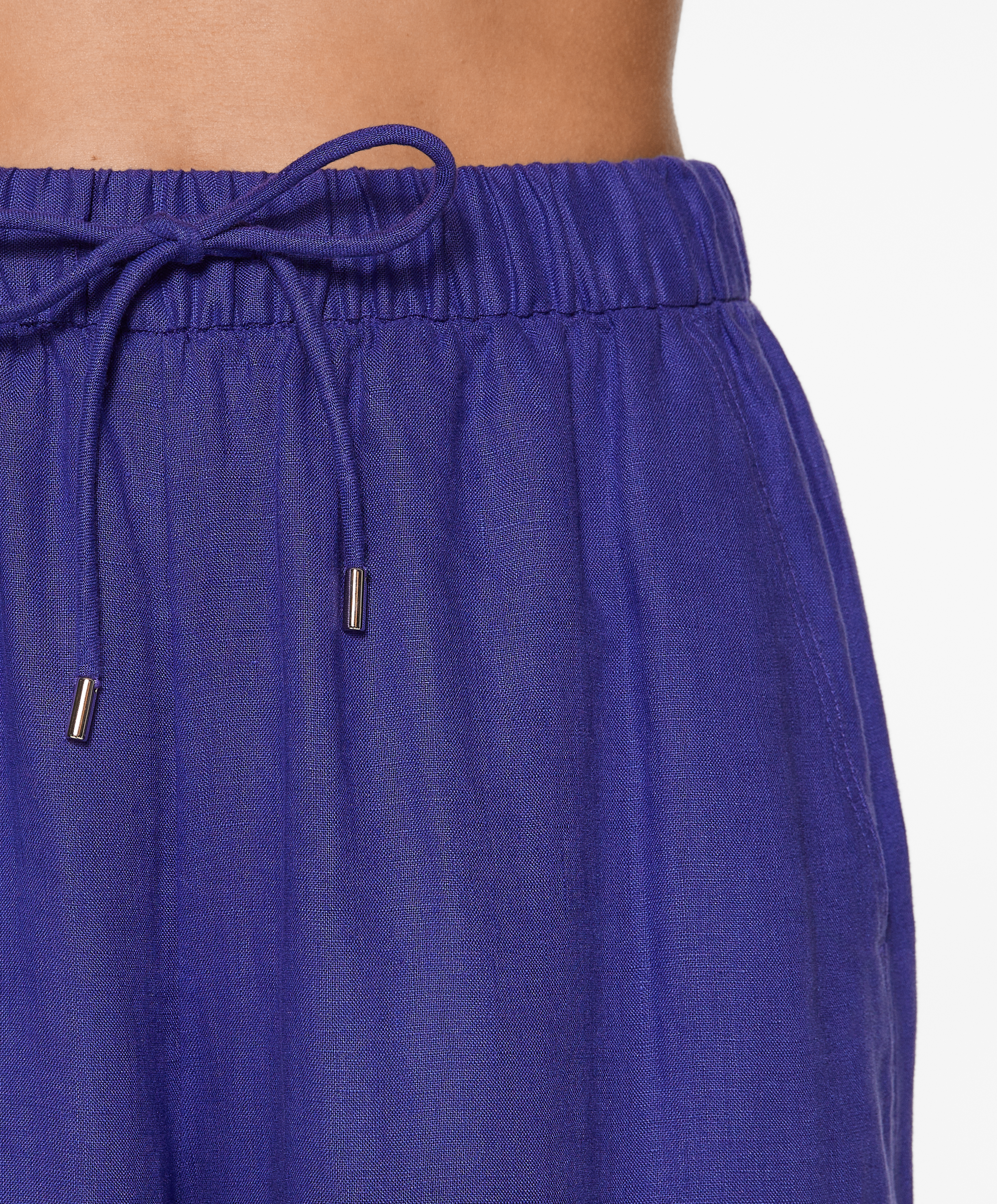 100% linen wide straight-leg trousers