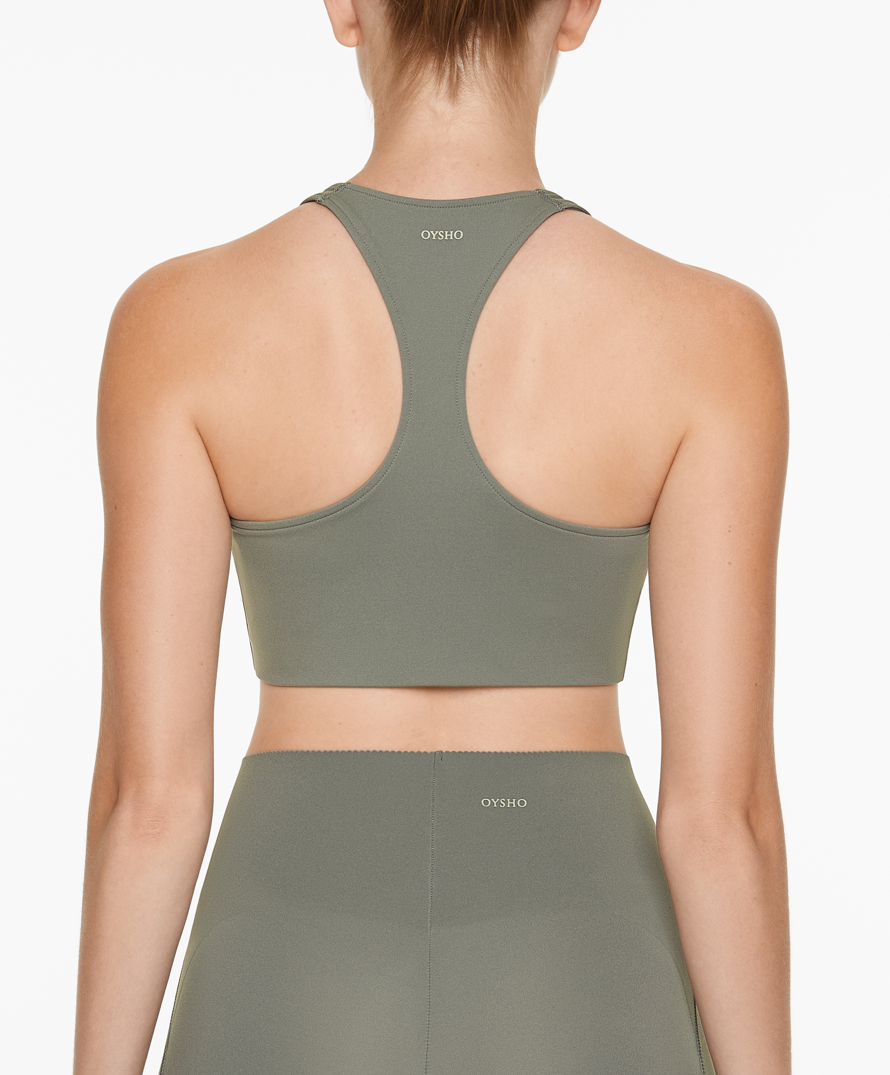 Medium support compressive sports bra with trim