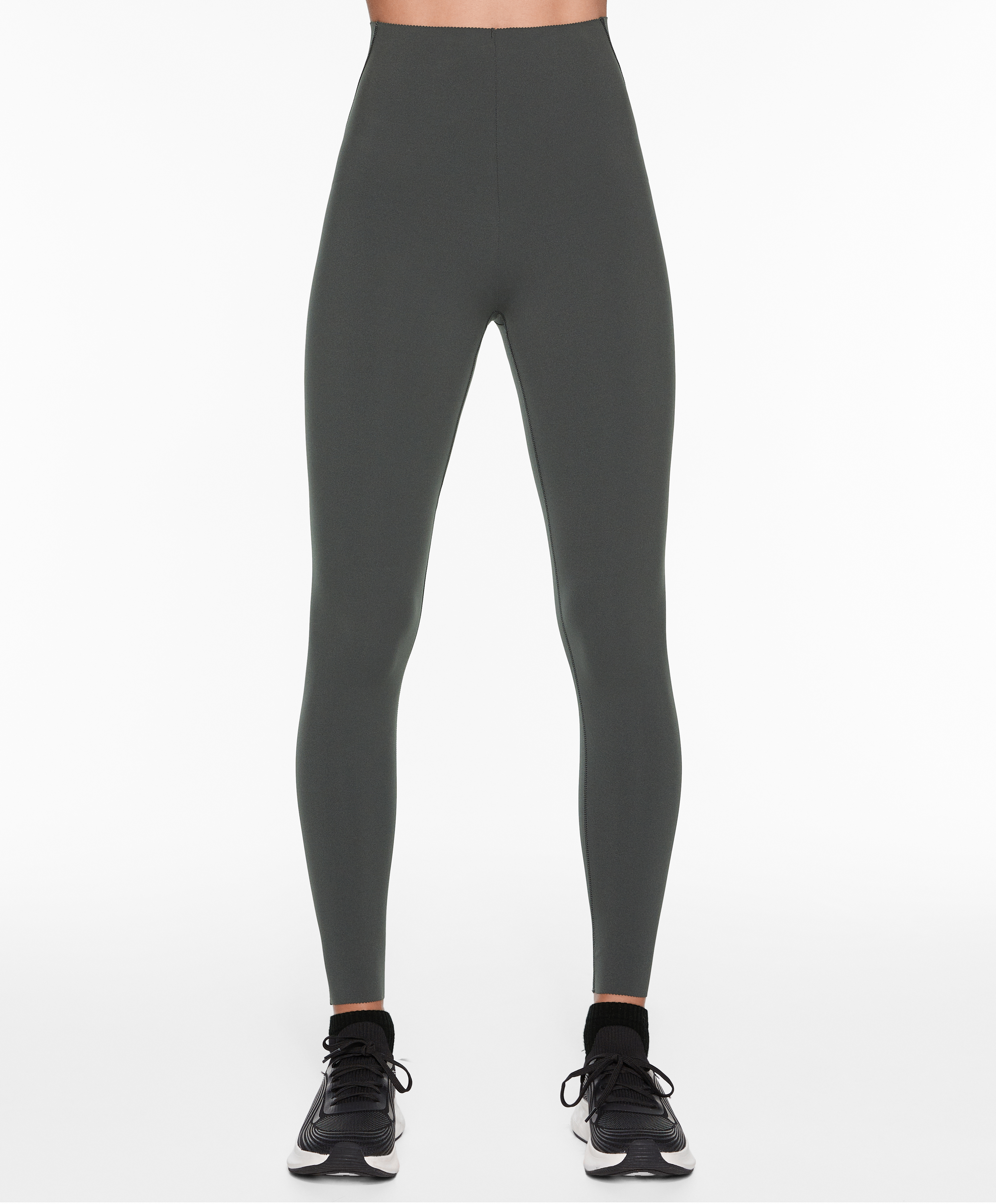 Compressive core control ankle-length leggings