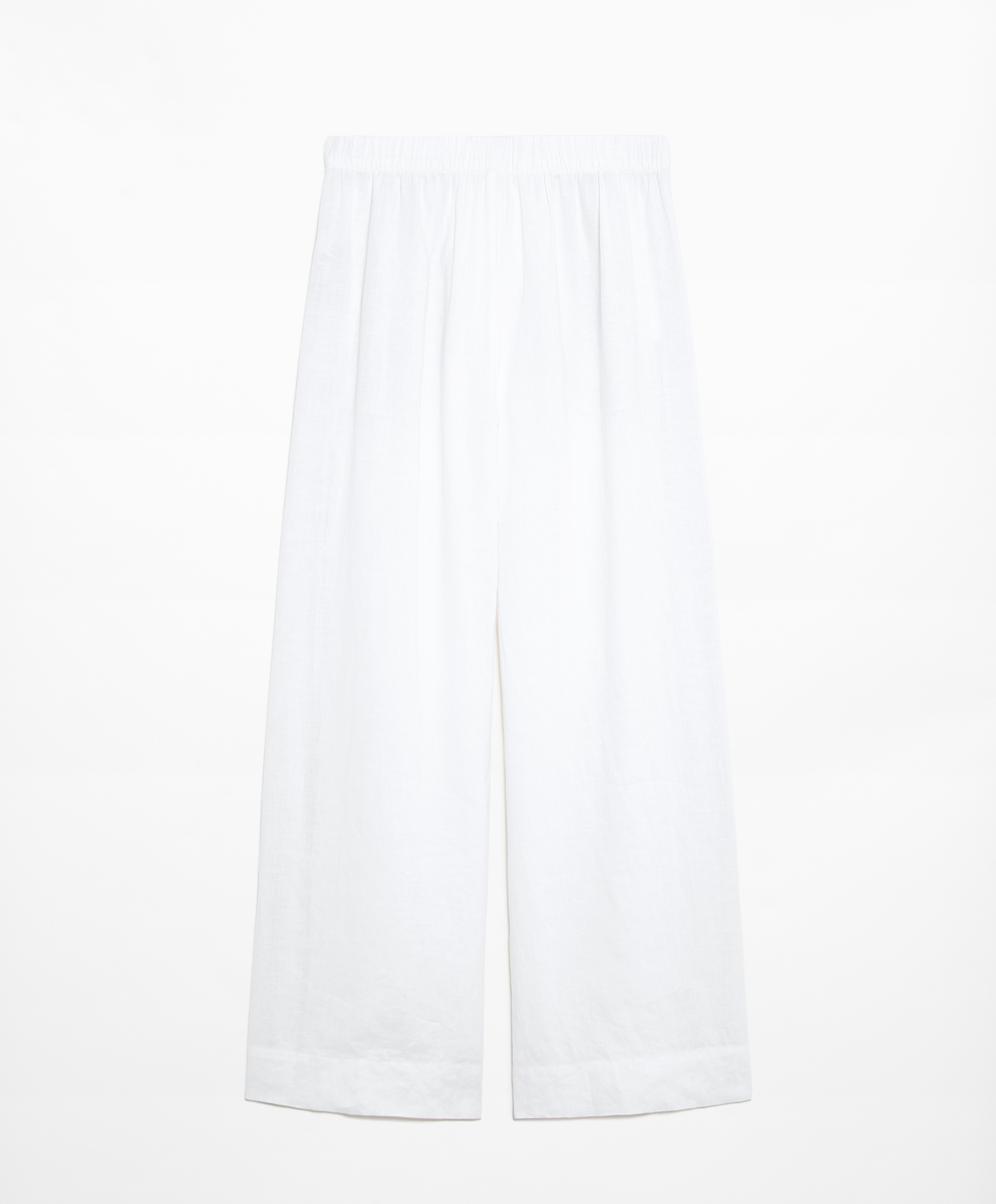 100% linen wide straight-leg trousers with piping
