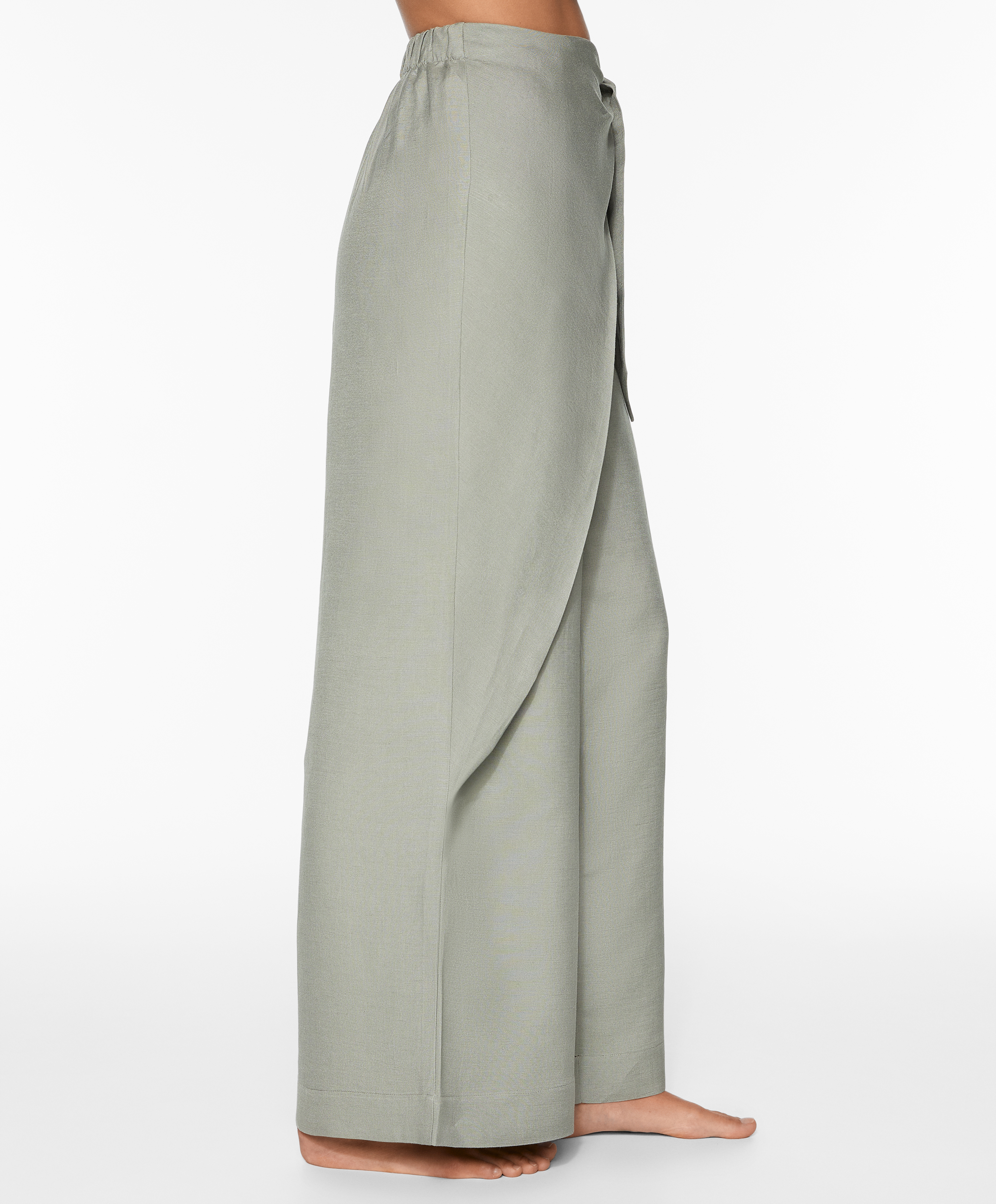 Wrap trousers with linen