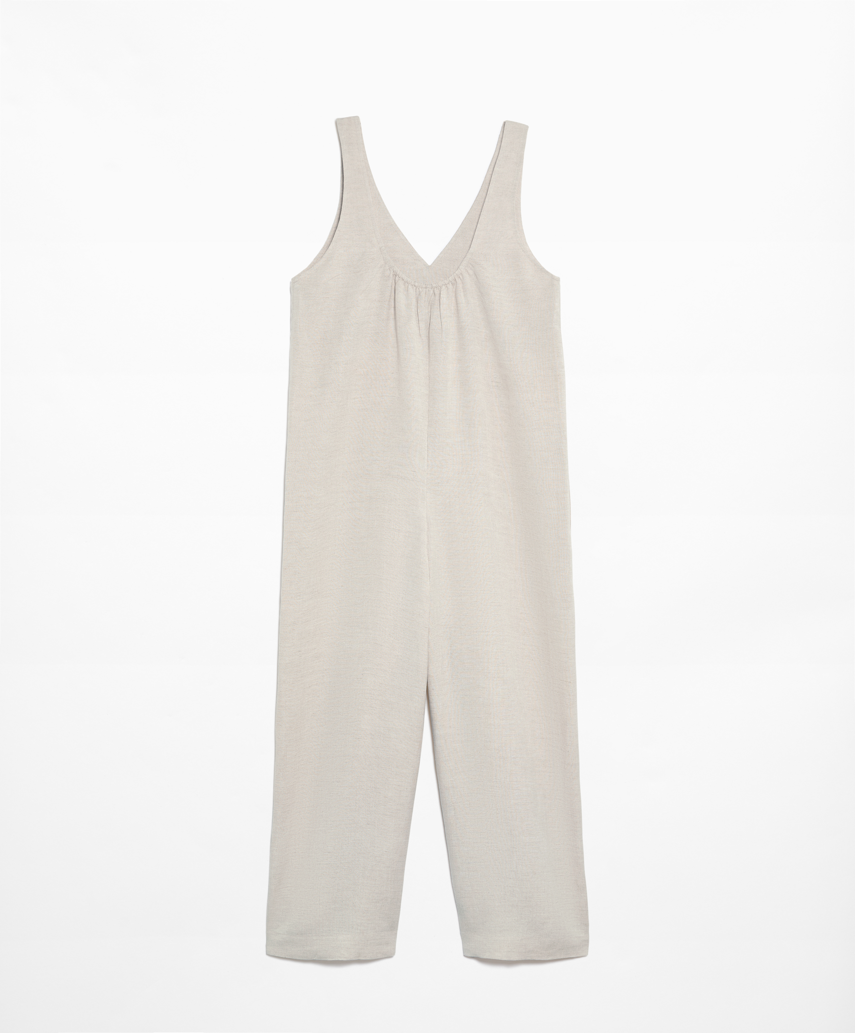 Linen blend long jumpsuit