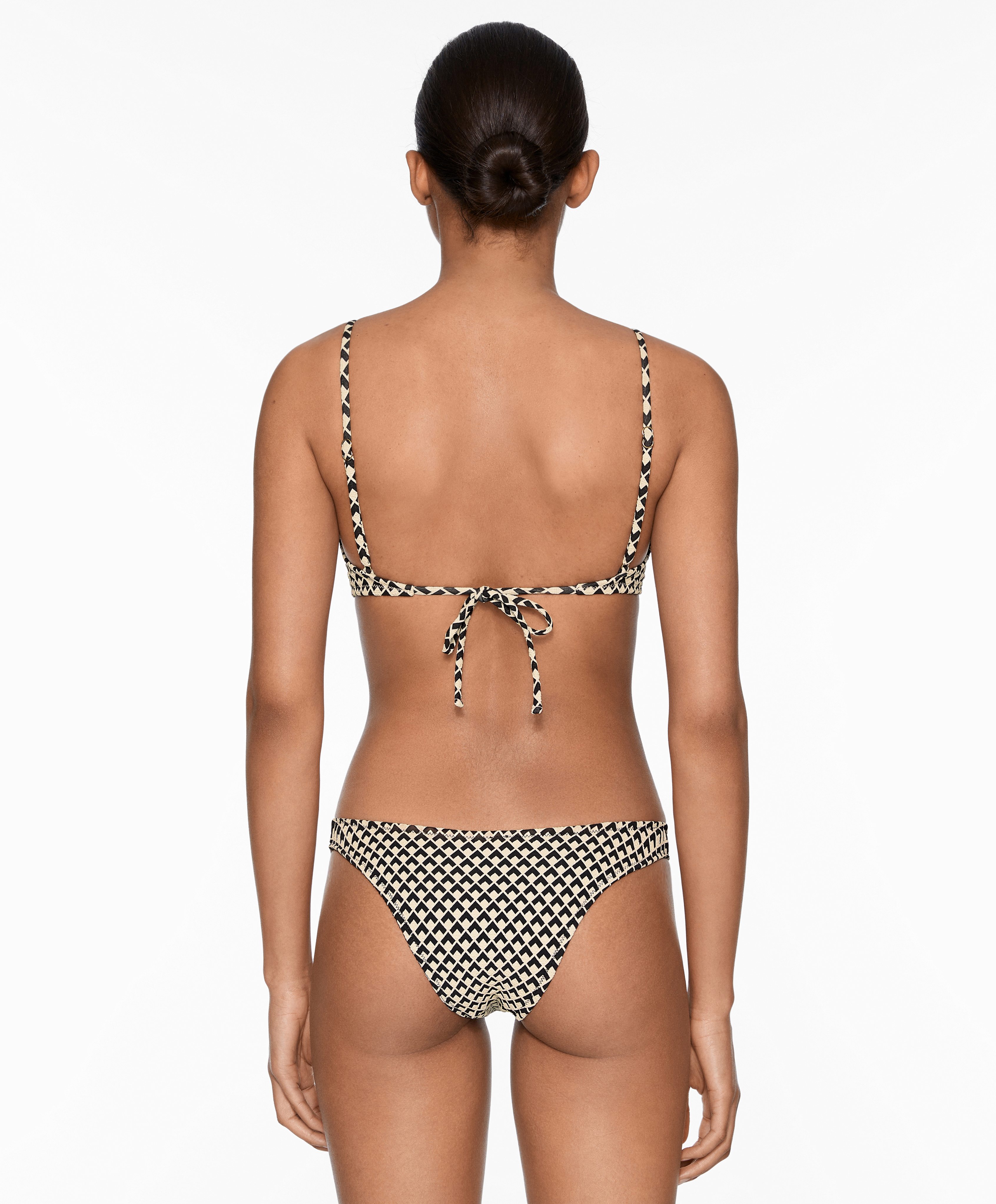 Geometric jacquard medium-coverage U-cut bikini briefs