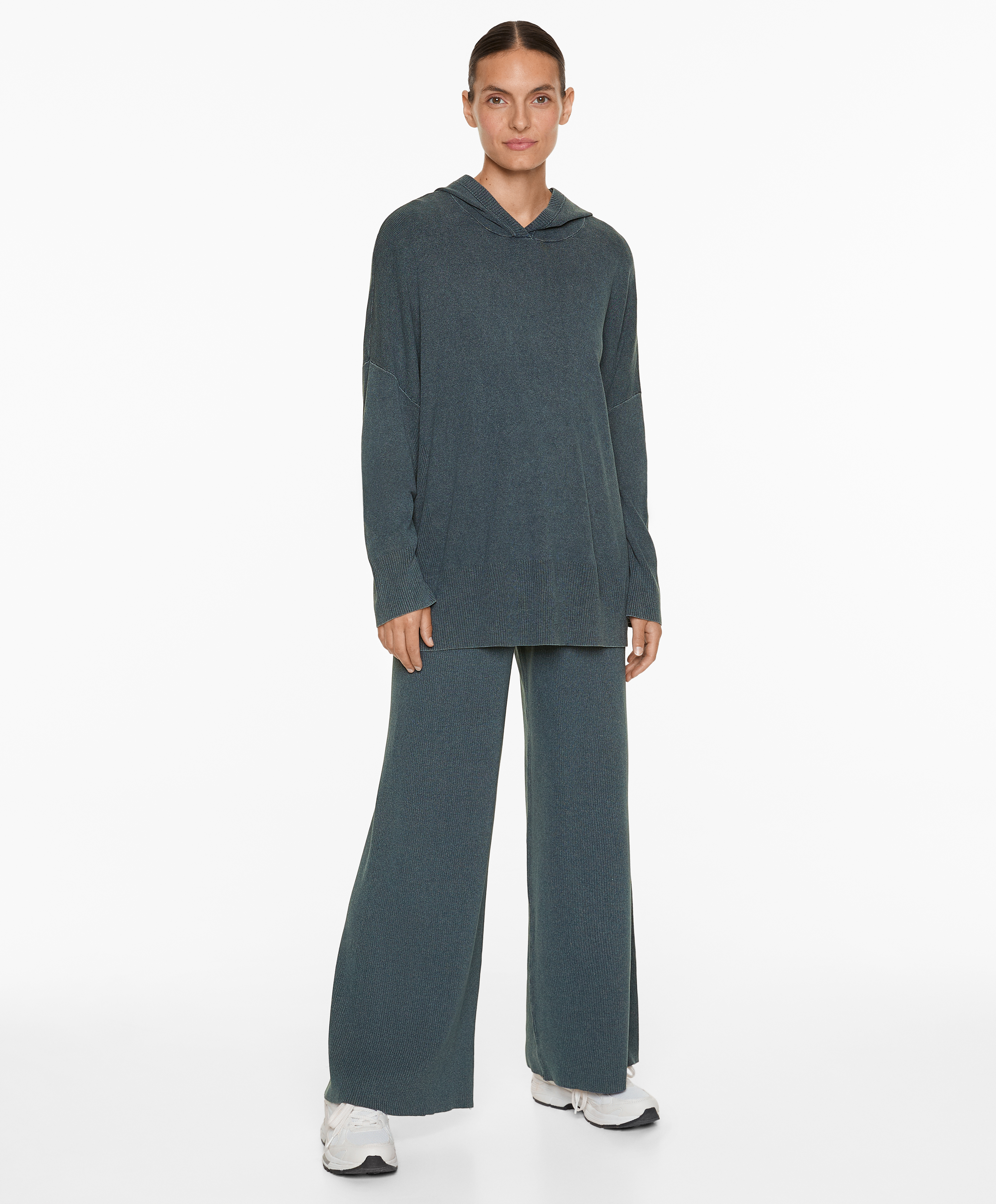 Hooded knit sweatshirt