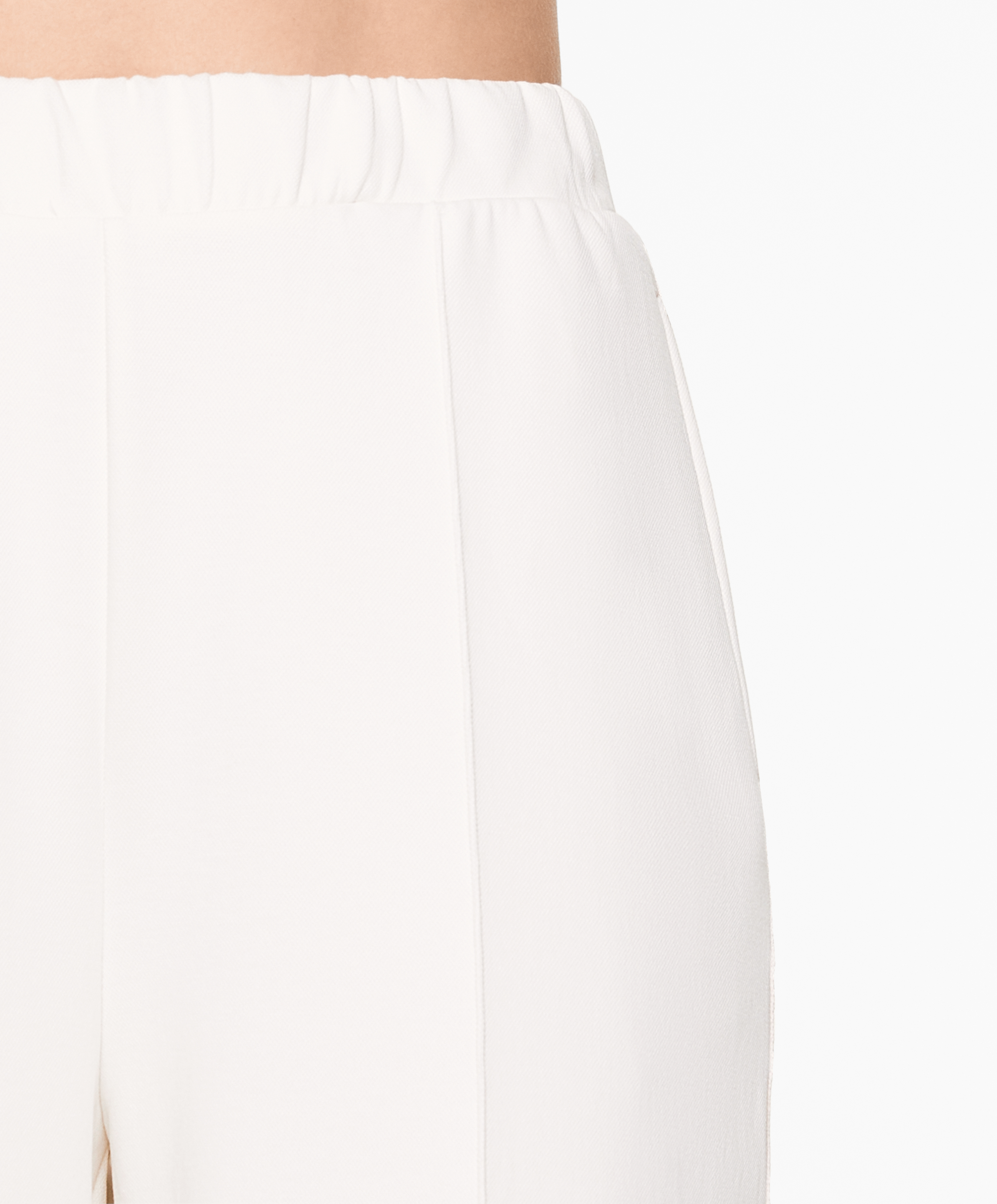 Cotton blend piqué straight-leg trousers